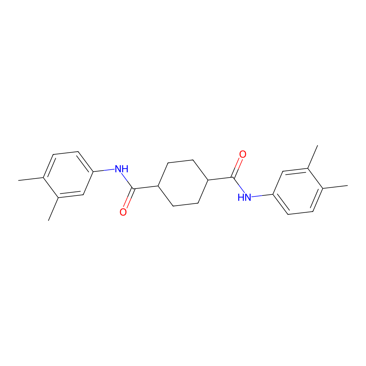 1-N,4-N-bis(3,4-dimethylphenyl)cyclohexane-1,4-dicarboxamide molecular structure, CAS 817566-44-2