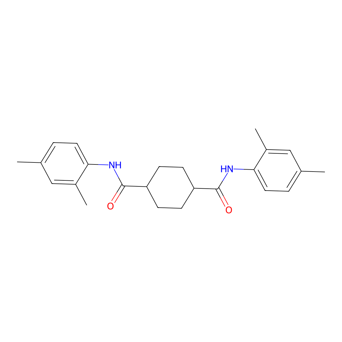 N,N'-bis(2,4-dimethylphenyl)cyclohexane-1,4-dicarboxamide molecular structure, CAS 817566-45-3