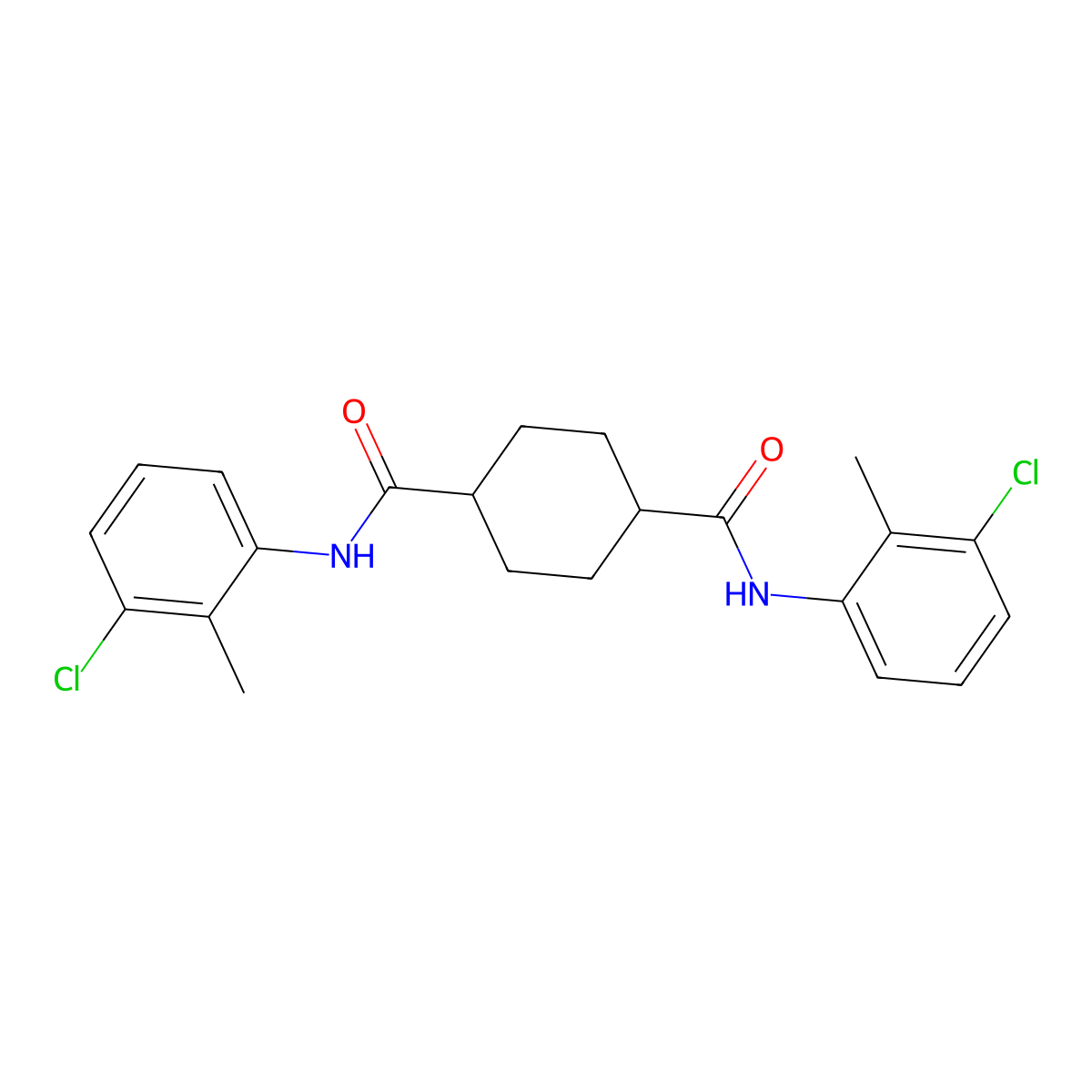 1-N,4-N-bis(3-chloro-2-methylphenyl)cyclohexane-1,4-dicarboxamide molecular structure, CAS 817566-71-5