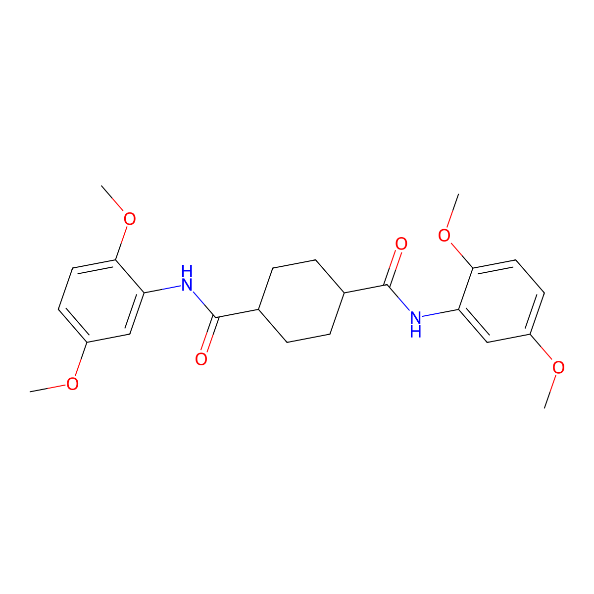 N,N'-bis(2,5-dimethoxyphenyl)cyclohexane-1,4-dicarboxamide molecular structure, CAS 817566-72-6