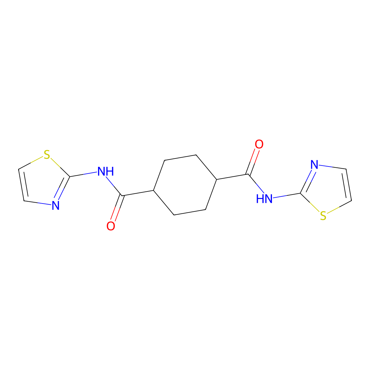 1-N,4-N-bis(1,3-thiazol-2-yl)cyclohexane-1,4-dicarboxamide molecular structure, CAS 817566-74-8
