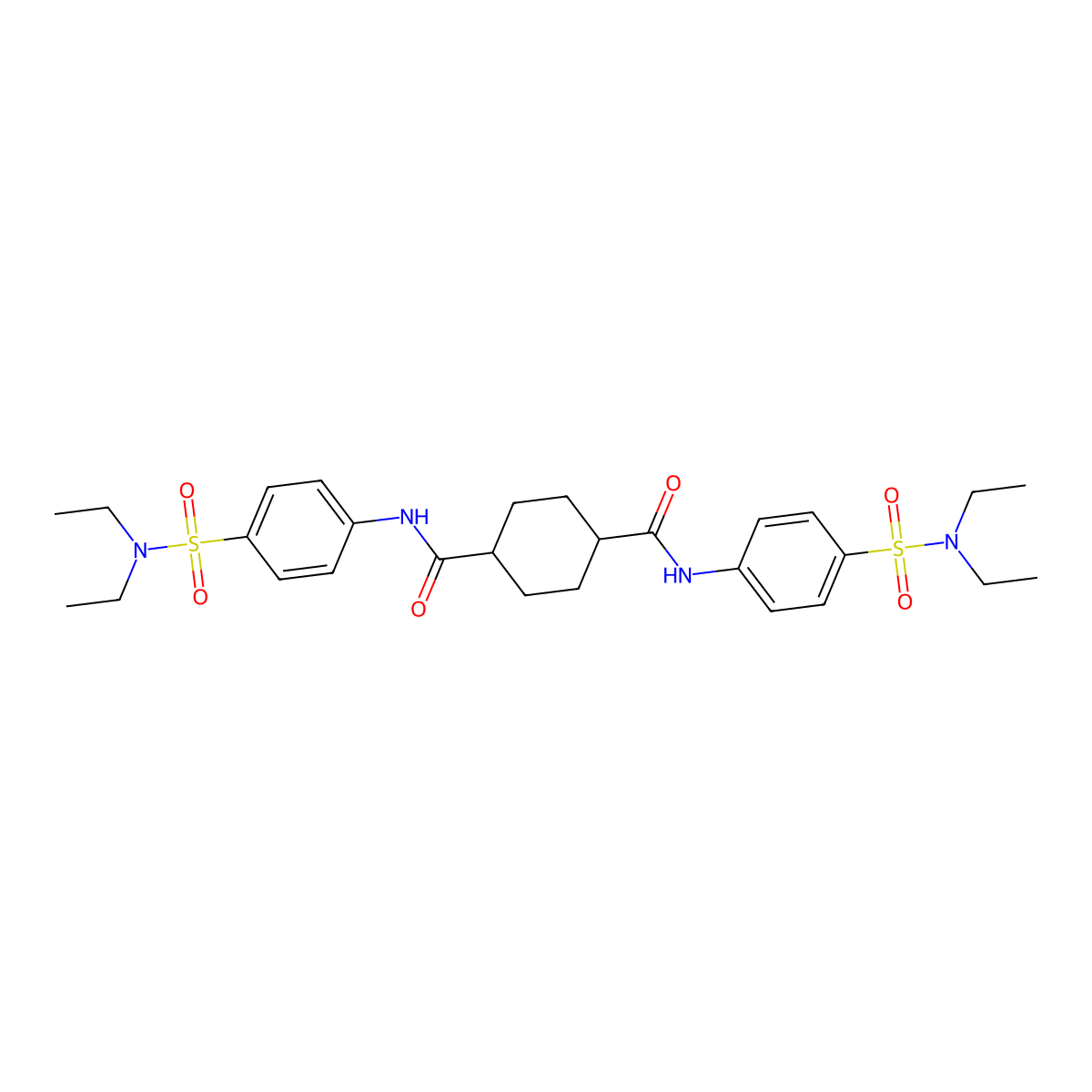 N,N'-bis[4-(diethylsulfamoyl)phenyl]cyclohexane-1,4-dicarboxamide molecular structure, CAS 817566-88-4