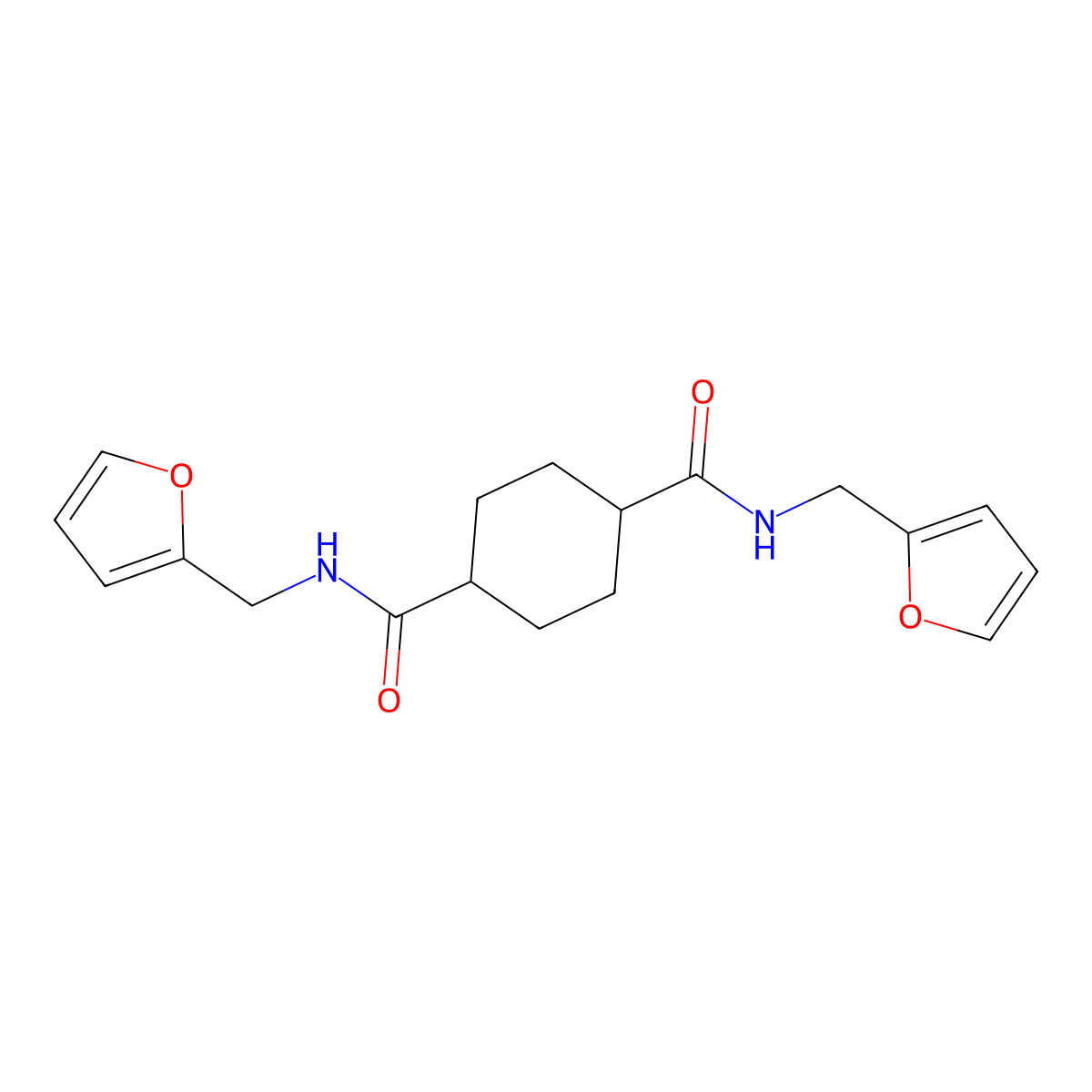 1-N,4-N-bis(furan-2-ylmethyl)cyclohexane-1,4-dicarboxamide molecular structure, CAS 817567-08-1