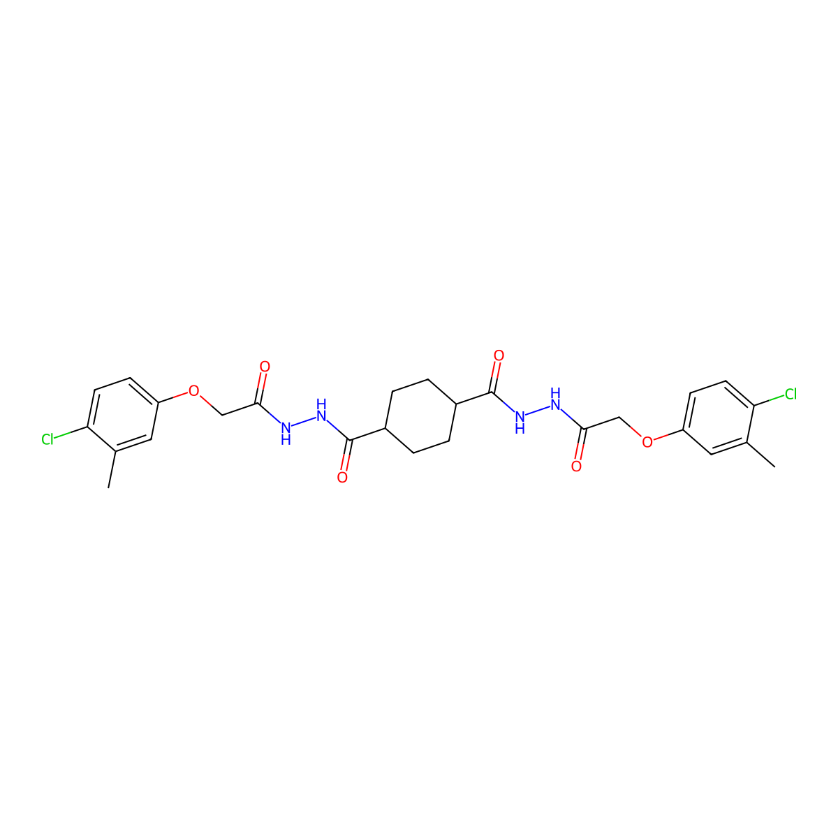 1-N',4-N'-bis[2-(4-chloro-3-methylphenoxy)acetyl]cyclohexane-1,4-dicarbohydrazide molecular structure, CAS 817567-12-7