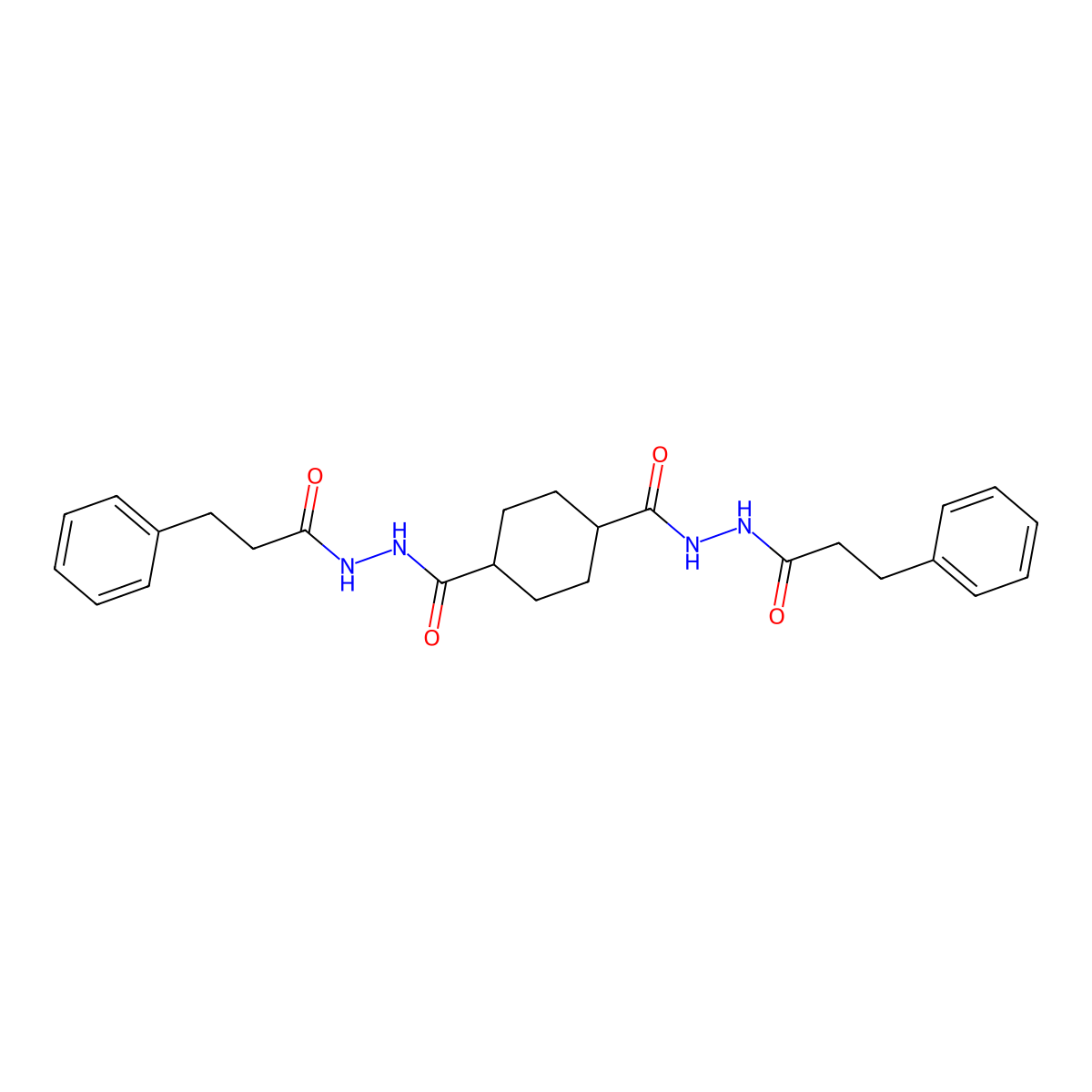 1-N',4-N'-bis(3-phenylpropanoyl)cyclohexane-1,4-dicarbohydrazide molecular structure, CAS 817567-21-8