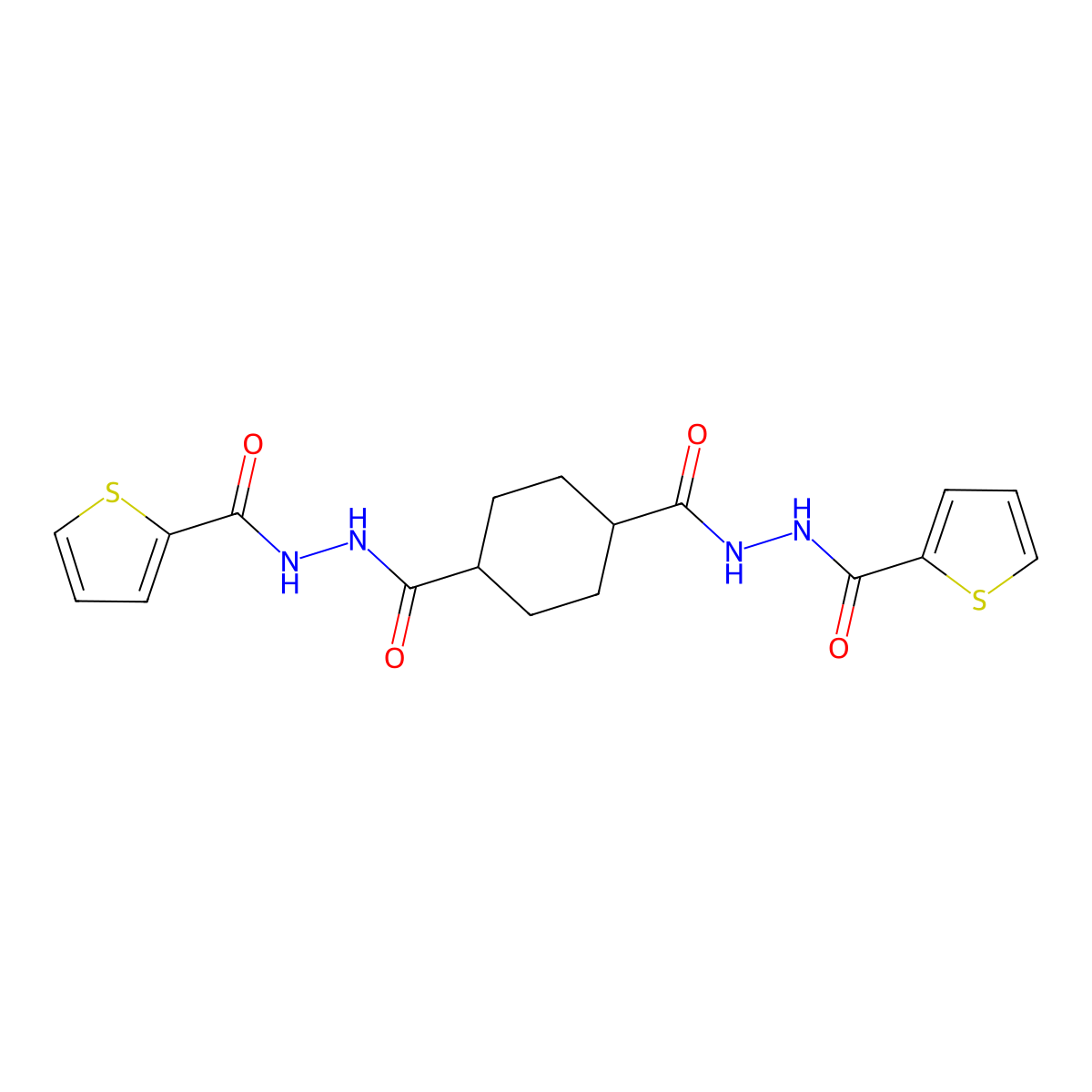 1-N',4-N'-bis(thiophene-2-carbonyl)cyclohexane-1,4-dicarbohydrazide molecular structure, CAS 817567-31-0