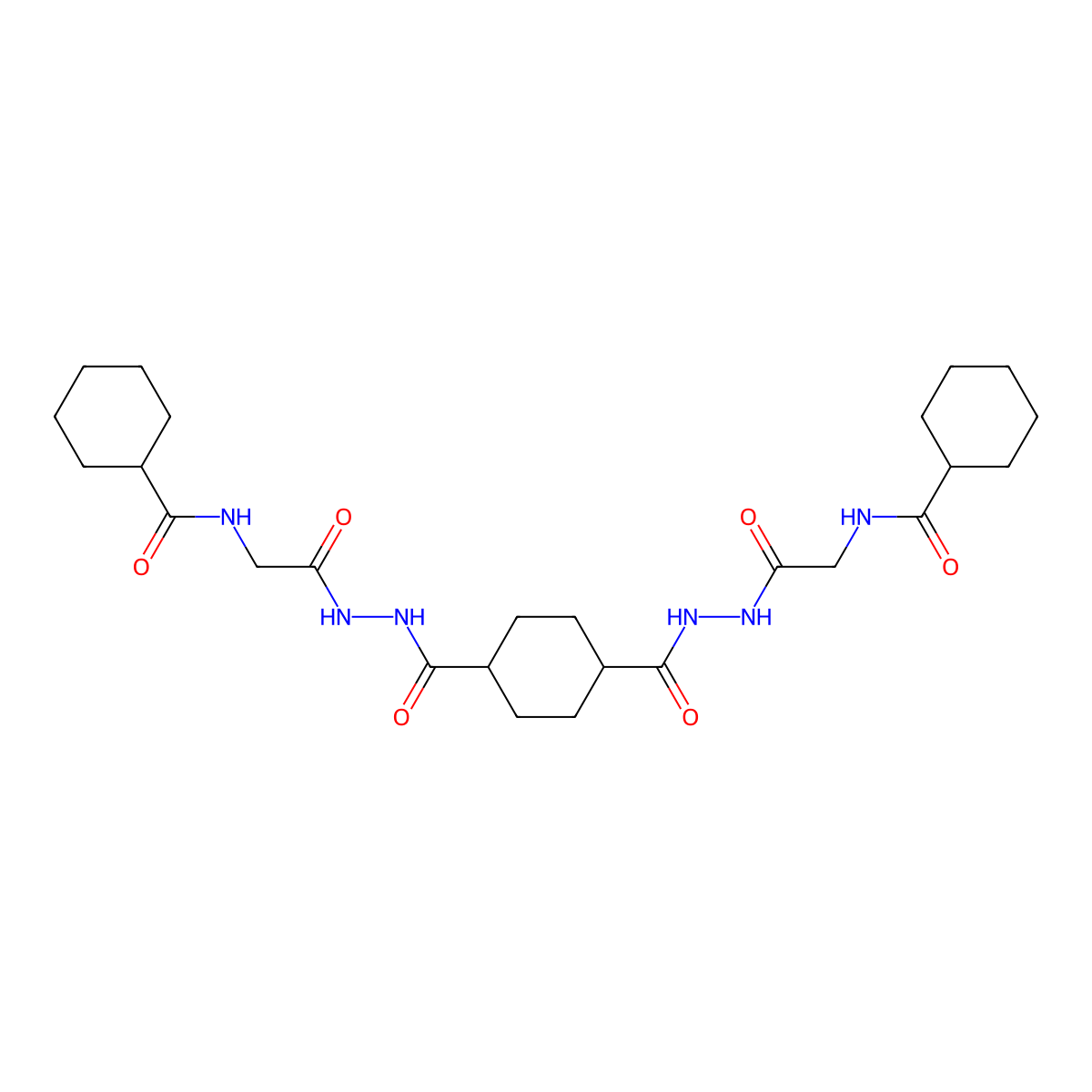 N-[2-[2-[4-[[[2-(cyclohexanecarbonylamino)acetyl]amino]carbamoyl]cyclohexanecarbonyl]hydrazinyl]-2-oxoethyl]cyclohexanecarboxamide molecular structure, CAS 817567-72-9