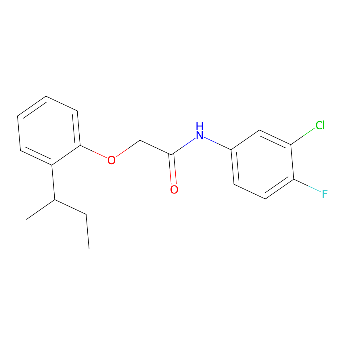 2-(2-butan-2-ylphenoxy)-N-(3-chloro-4-fluorophenyl)acetamide molecular structure, CAS 817567-75-2