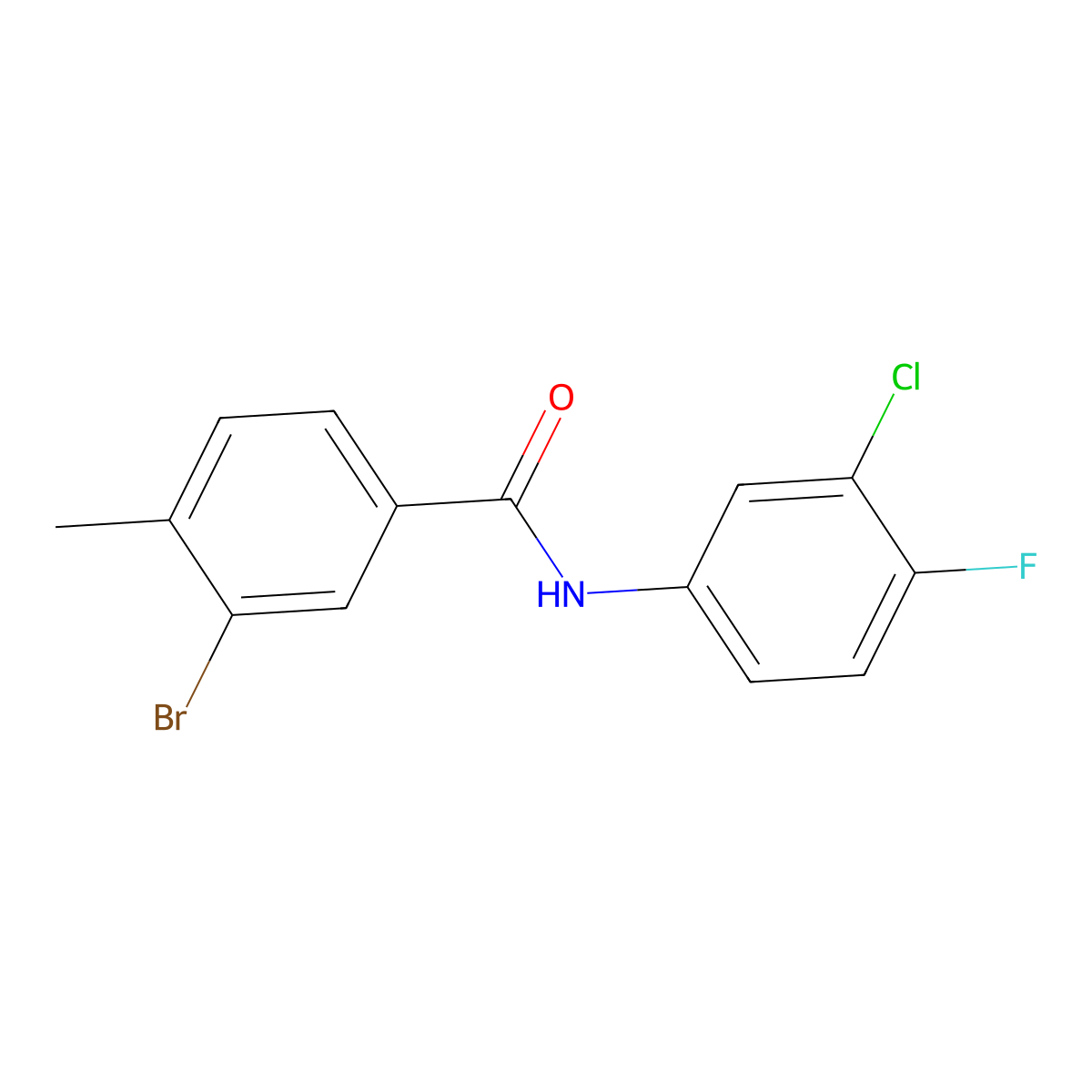 3-bromo-N-(3-chloro-4-fluorophenyl)-4-methylbenzamide molecular structure, CAS 817567-82-1