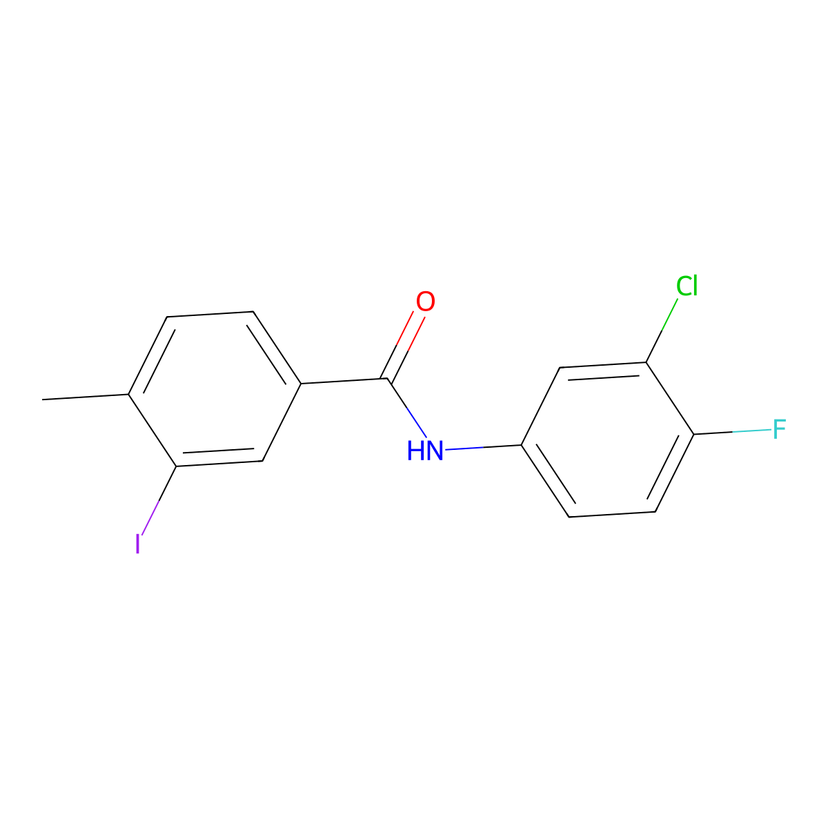 N-(3-chloro-4-fluorophenyl)-3-iodo-4-methylbenzamide molecular structure, CAS 817567-85-4