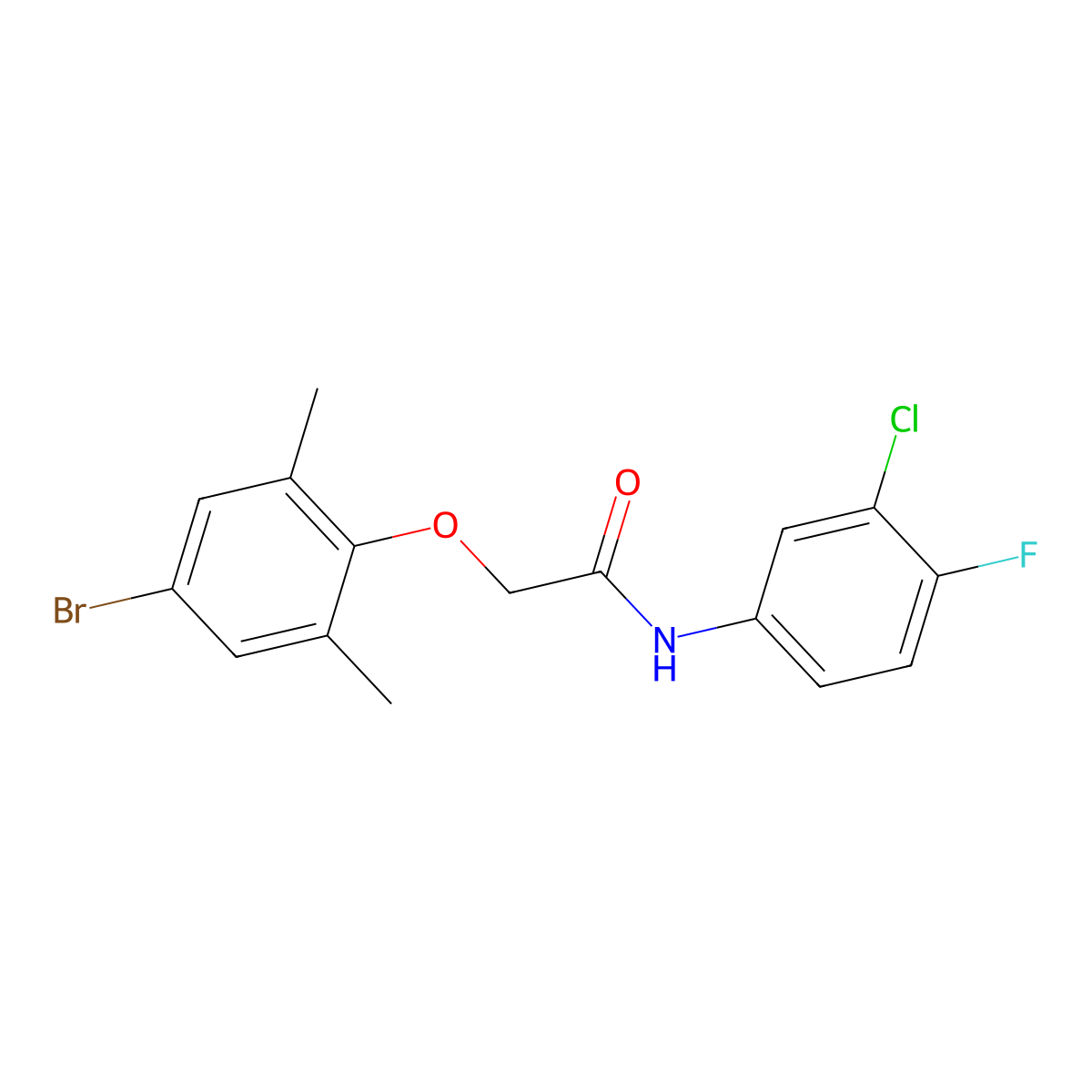 2-(4-bromo-2,6-dimethylphenoxy)-N-(3-chloro-4-fluorophenyl)acetamide molecular structure, CAS 817567-87-6