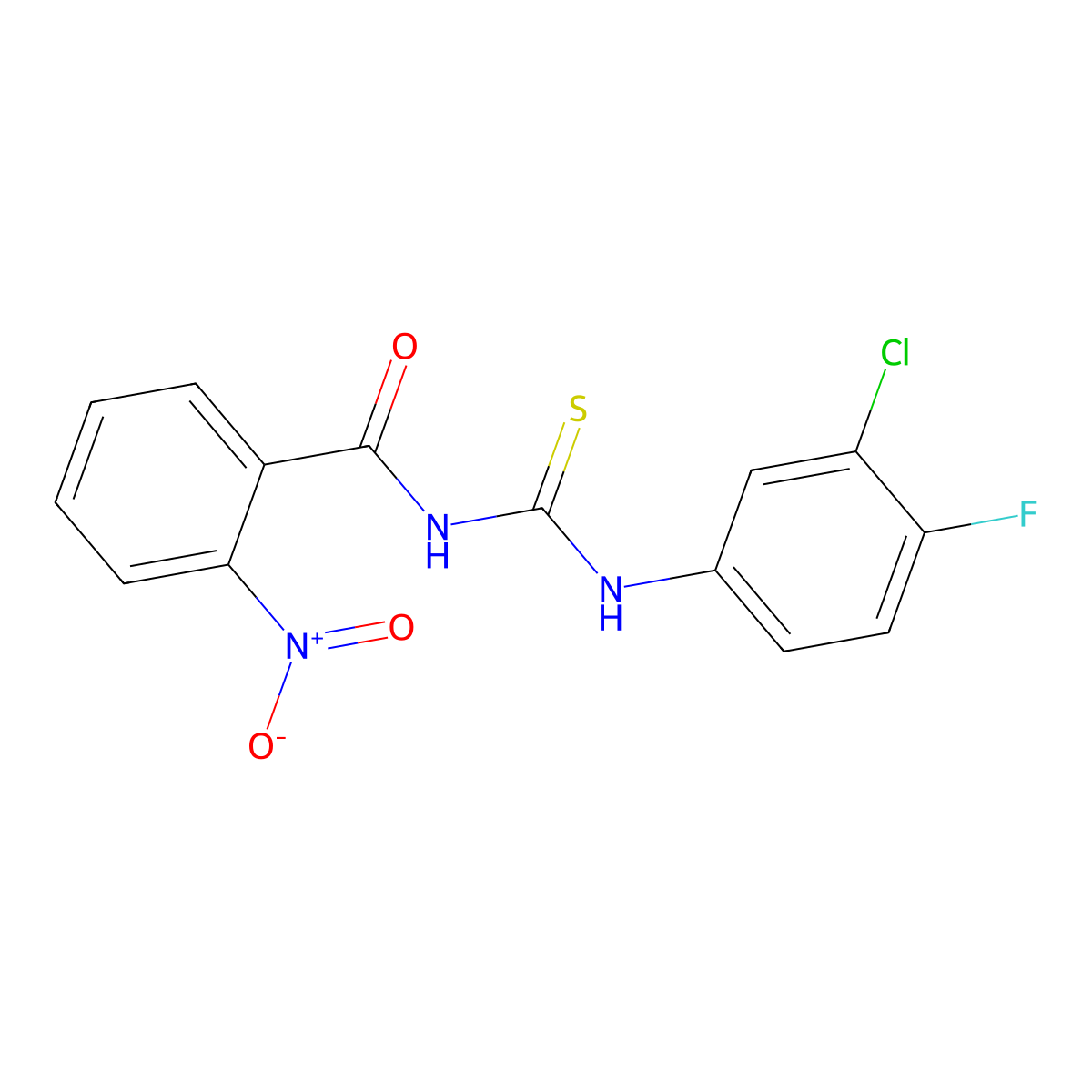 N-[(3-chloro-4-fluorophenyl)carbamothioyl]-2-nitrobenzamide molecular structure, CAS 817567-89-8