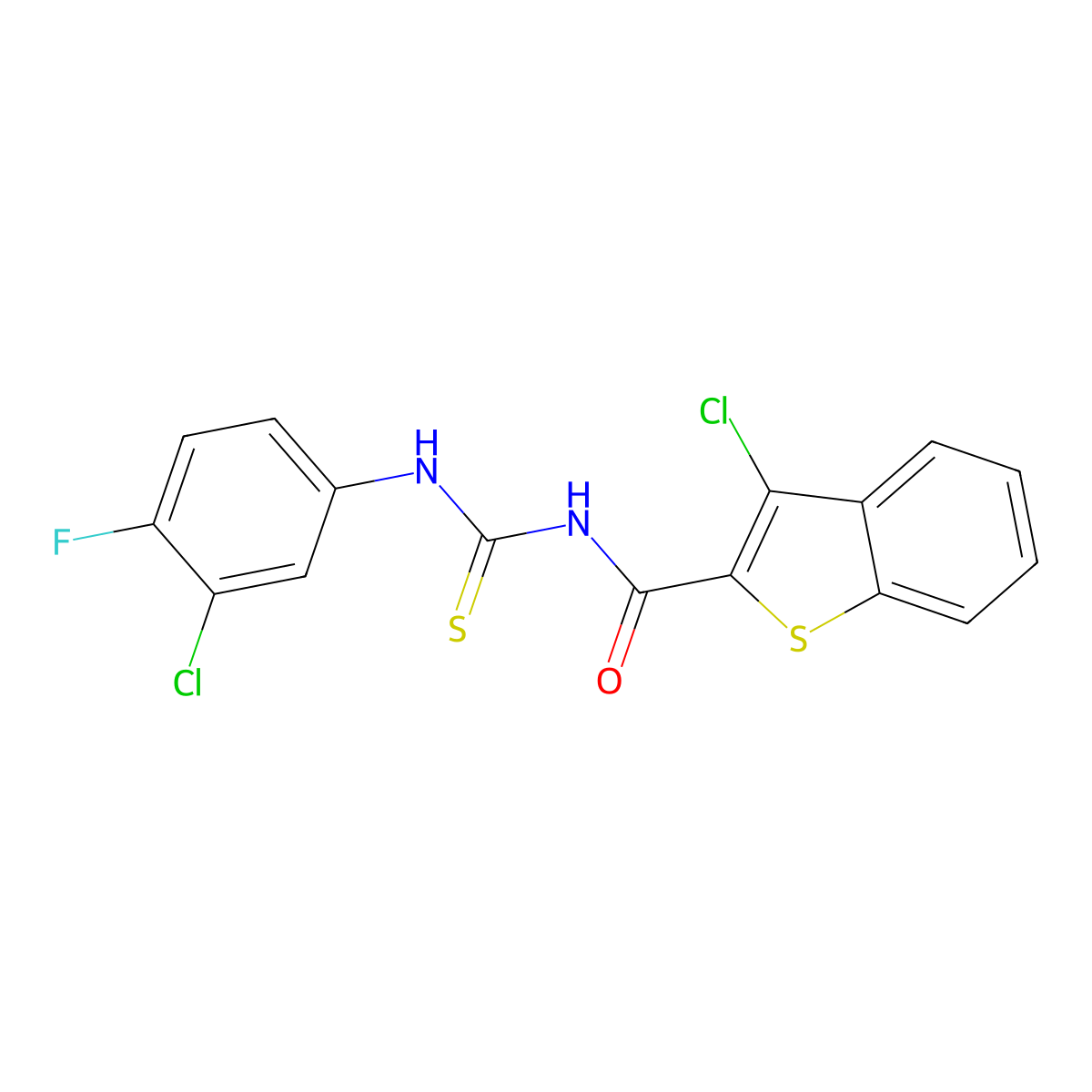3-chloro-N-[(3-chloro-4-fluorophenyl)carbamothioyl]-1-benzothiophene-2-carboxamide molecular structure, CAS 817567-95-6