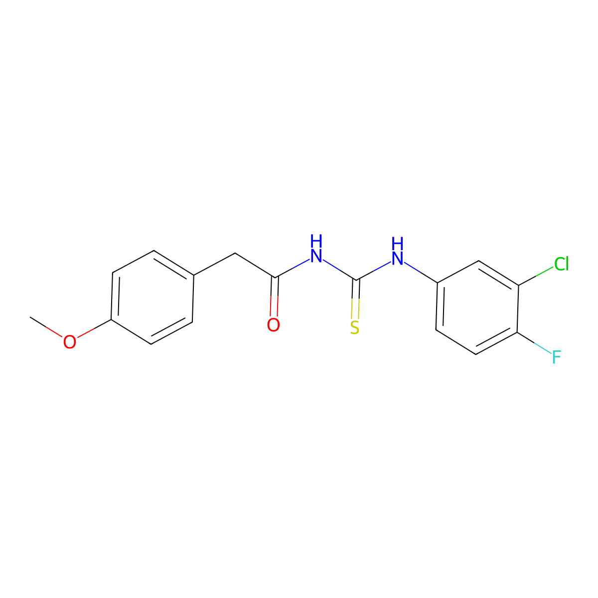 N-[(3-chloro-4-fluorophenyl)carbamothioyl]-2-(4-methoxyphenyl)acetamide molecular structure, CAS 817567-98-9