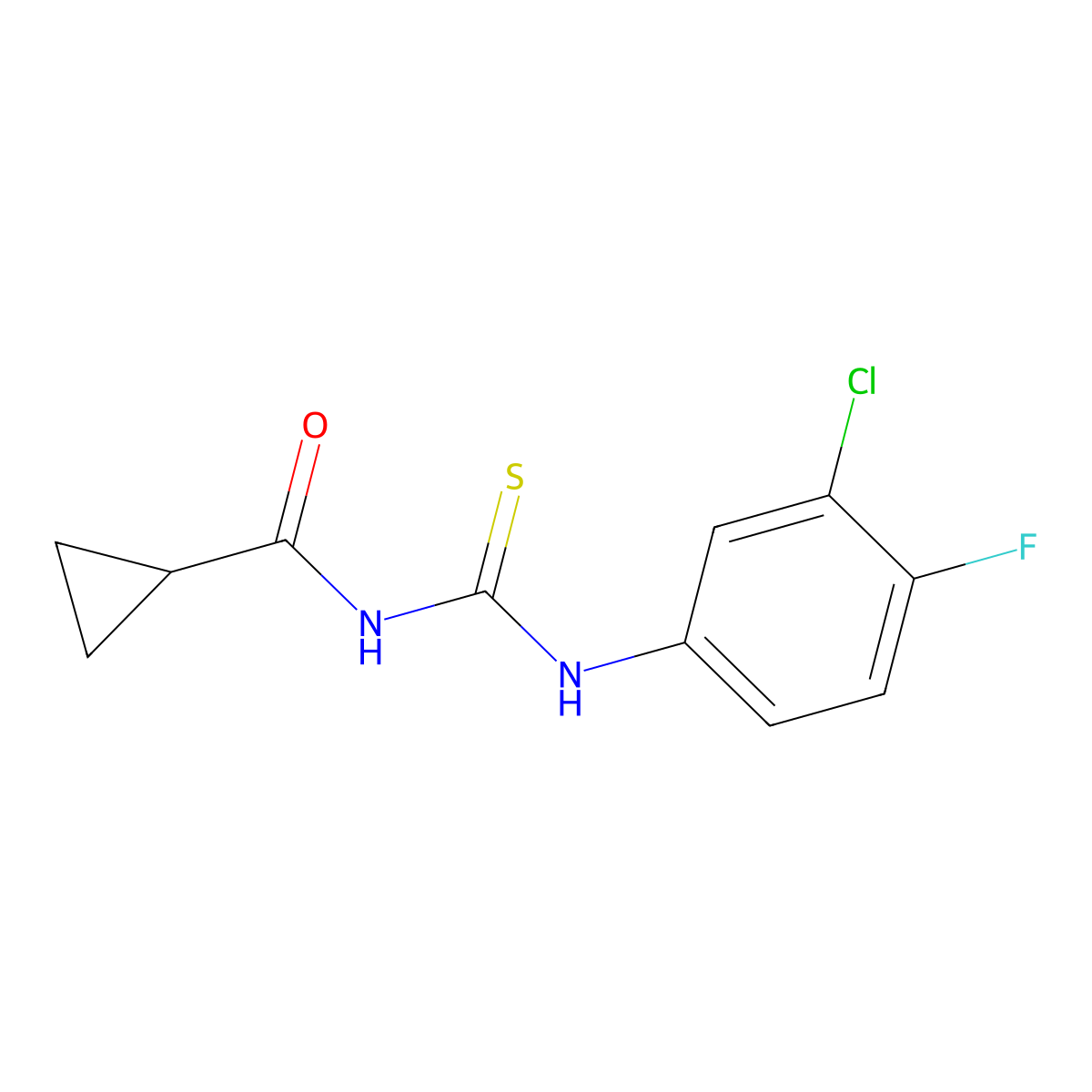 N-[(3-chloro-4-fluorophenyl)carbamothioyl]cyclopropanecarboxamide molecular structure, CAS 817568-02-8