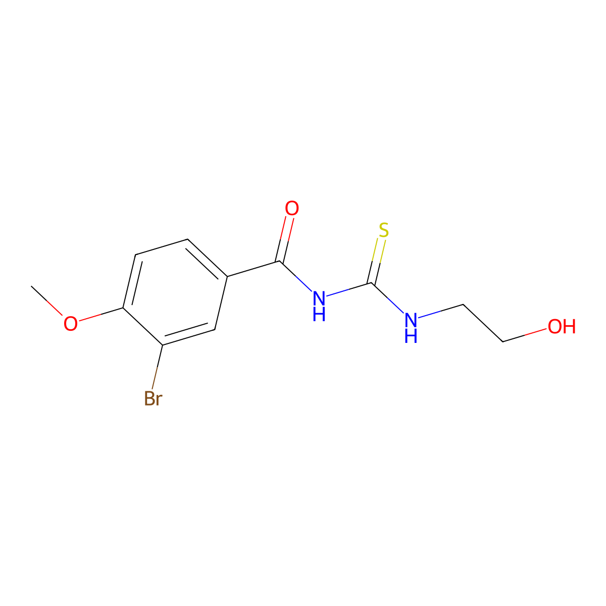 3-bromo-N-[(2-hydroxyethylamino)-sulfanylidenemethyl]-4-methoxybenzamide molecular structure, CAS 817568-56-2