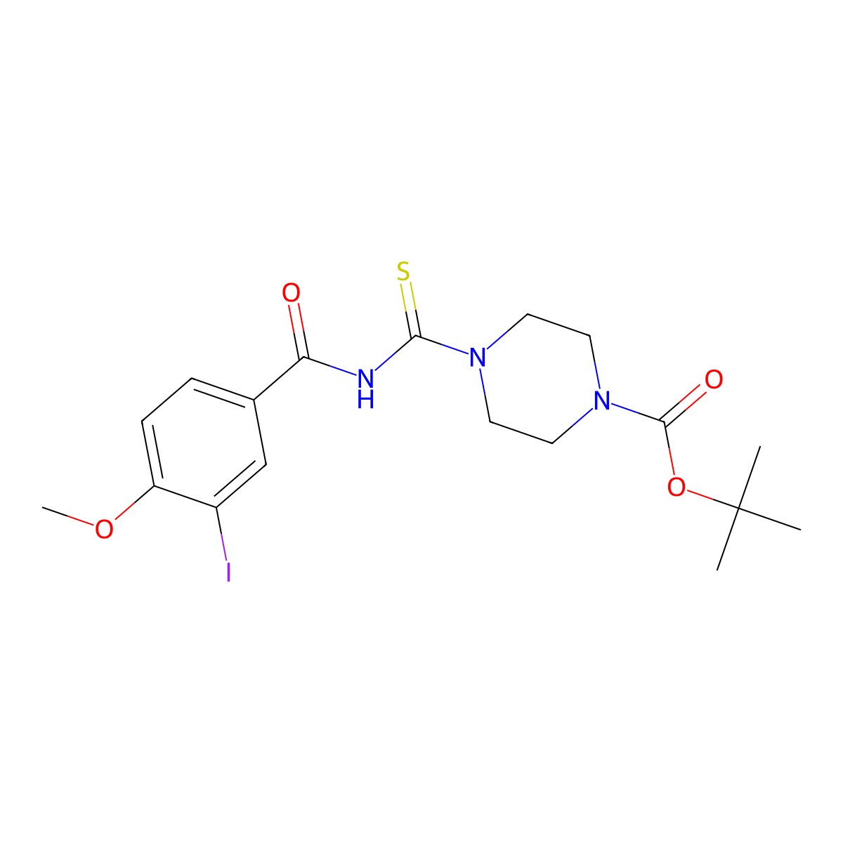 Tert-butyl 4-((3-iodo-4-methoxybenzoyl)carbamothioyl)piperazine-1-carboxylate molecular structure, CAS 817568-91-5