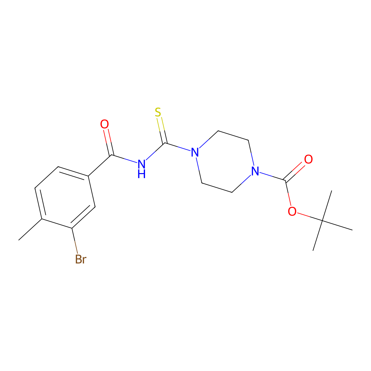 Tert-butyl 4-{[(3-bromo-4-methylbenzoyl)amino]carbonothioyl}-1-piperazinecarboxylate molecular structure, CAS 817568-93-7