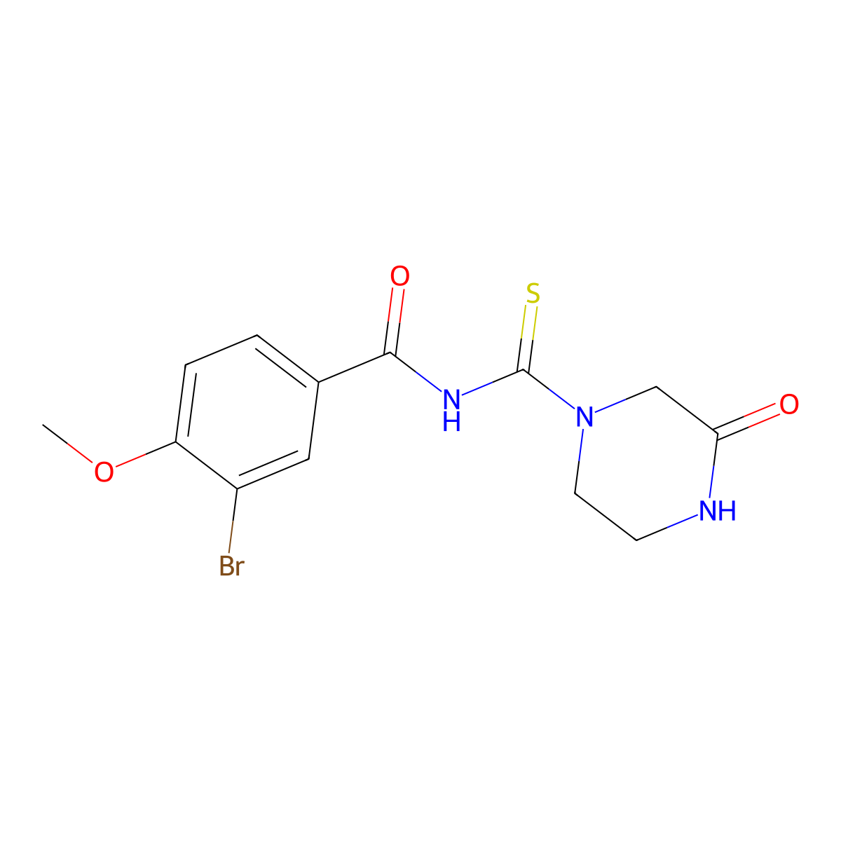 3-bromo-4-methoxy-N-(3-oxopiperazine-1-carbothioyl)benzamide molecular structure, CAS 817569-05-4