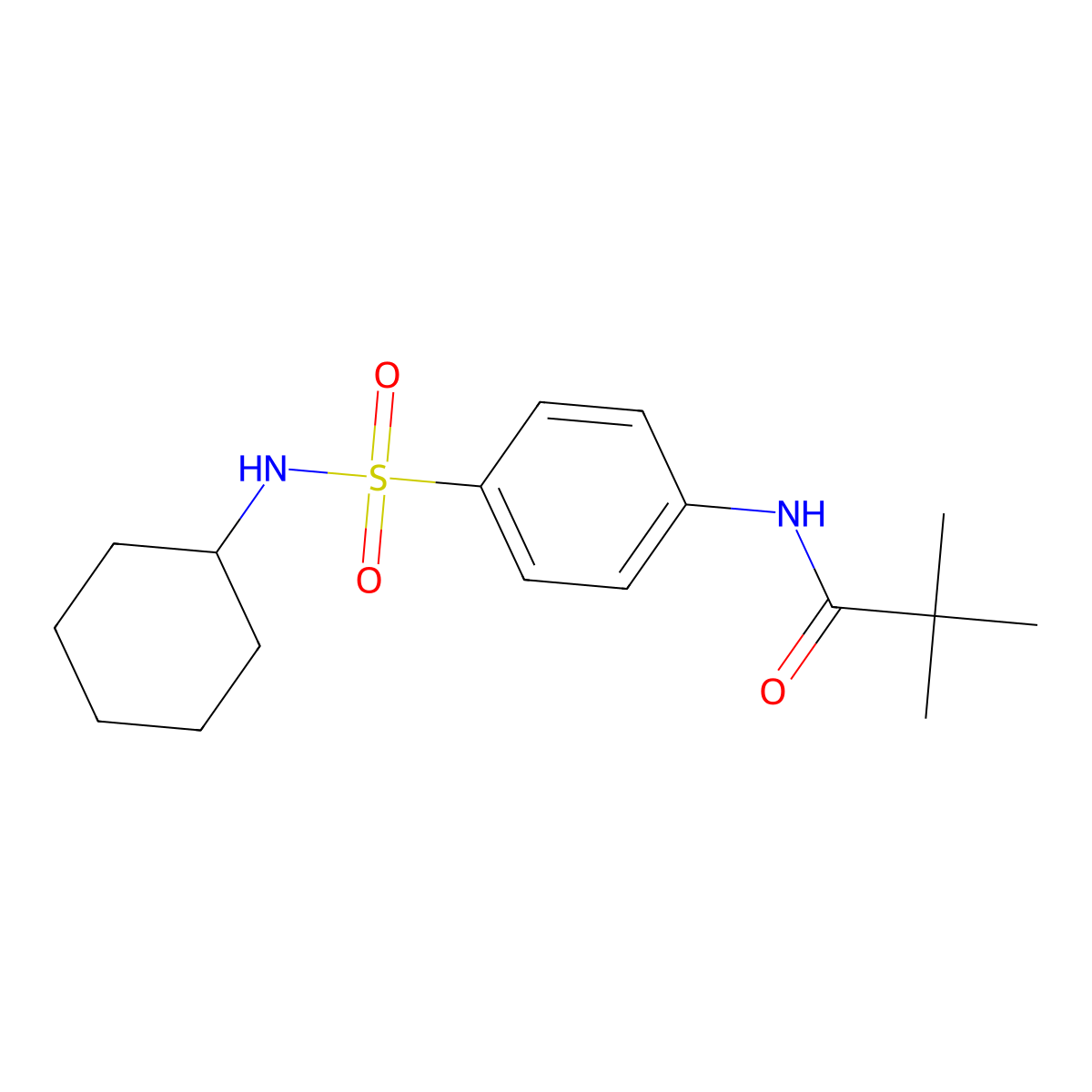 N-[4-(cyclohexylsulfamoyl)phenyl]-2,2-dimethylpropanamide molecular structure, CAS 817569-29-2