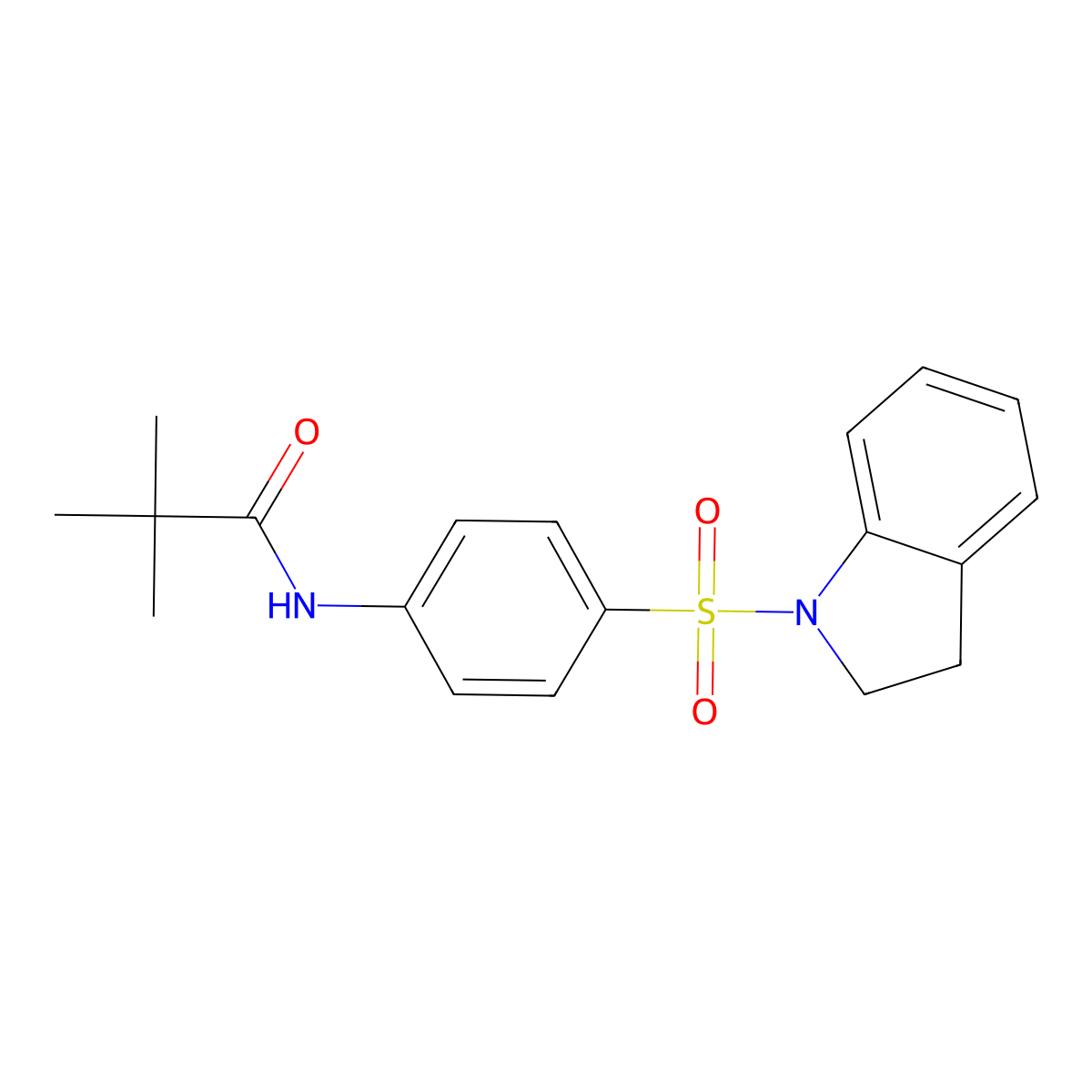 N-[4-(2,3-dihydro-1H-indol-1-ylsulfonyl)phenyl]-2,2-dimethylpropanamide molecular structure, CAS 817569-35-0
