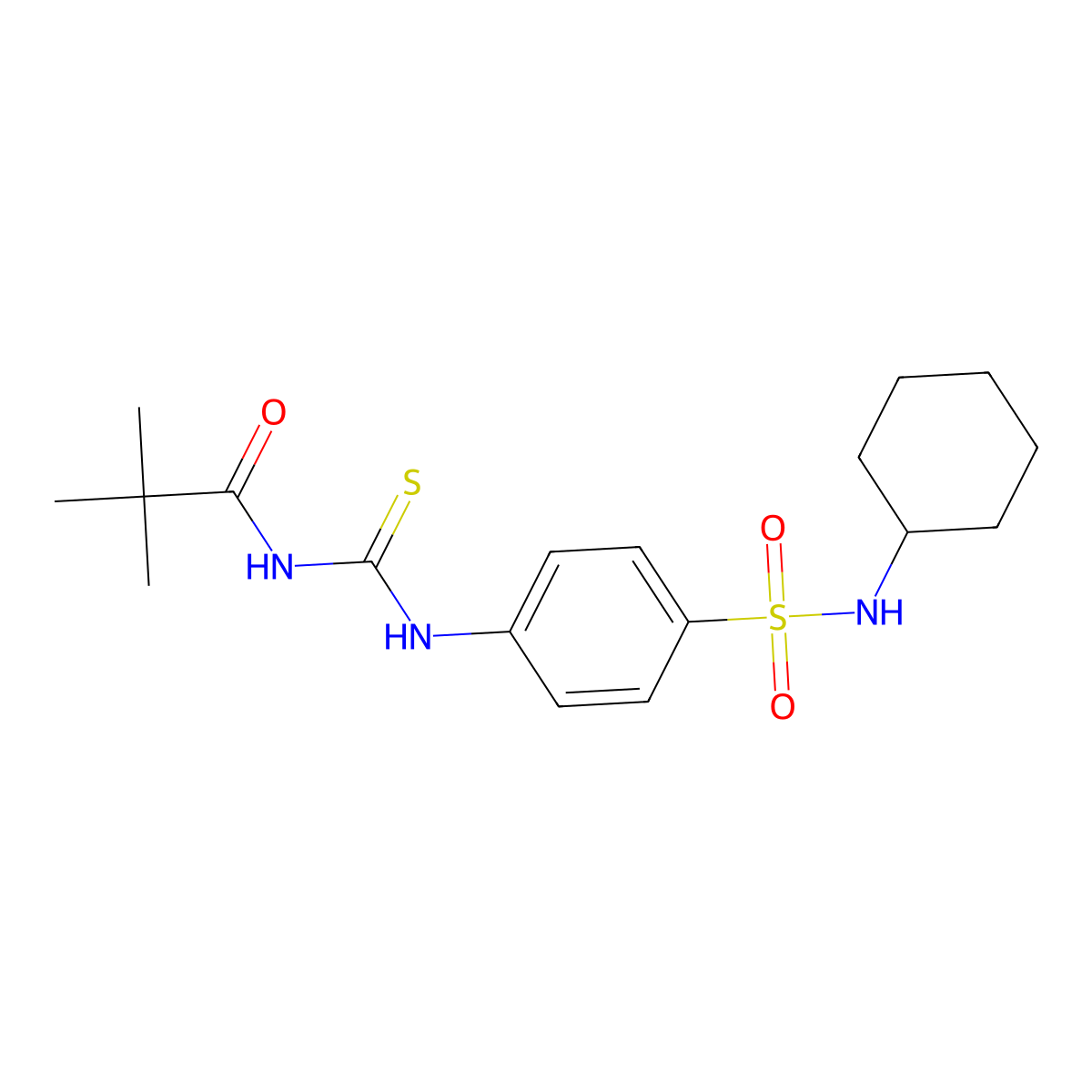 N-[[4-(cyclohexylsulfamoyl)phenyl]carbamothioyl]-2,2-dimethylpropanamide molecular structure, CAS 817570-14-2
