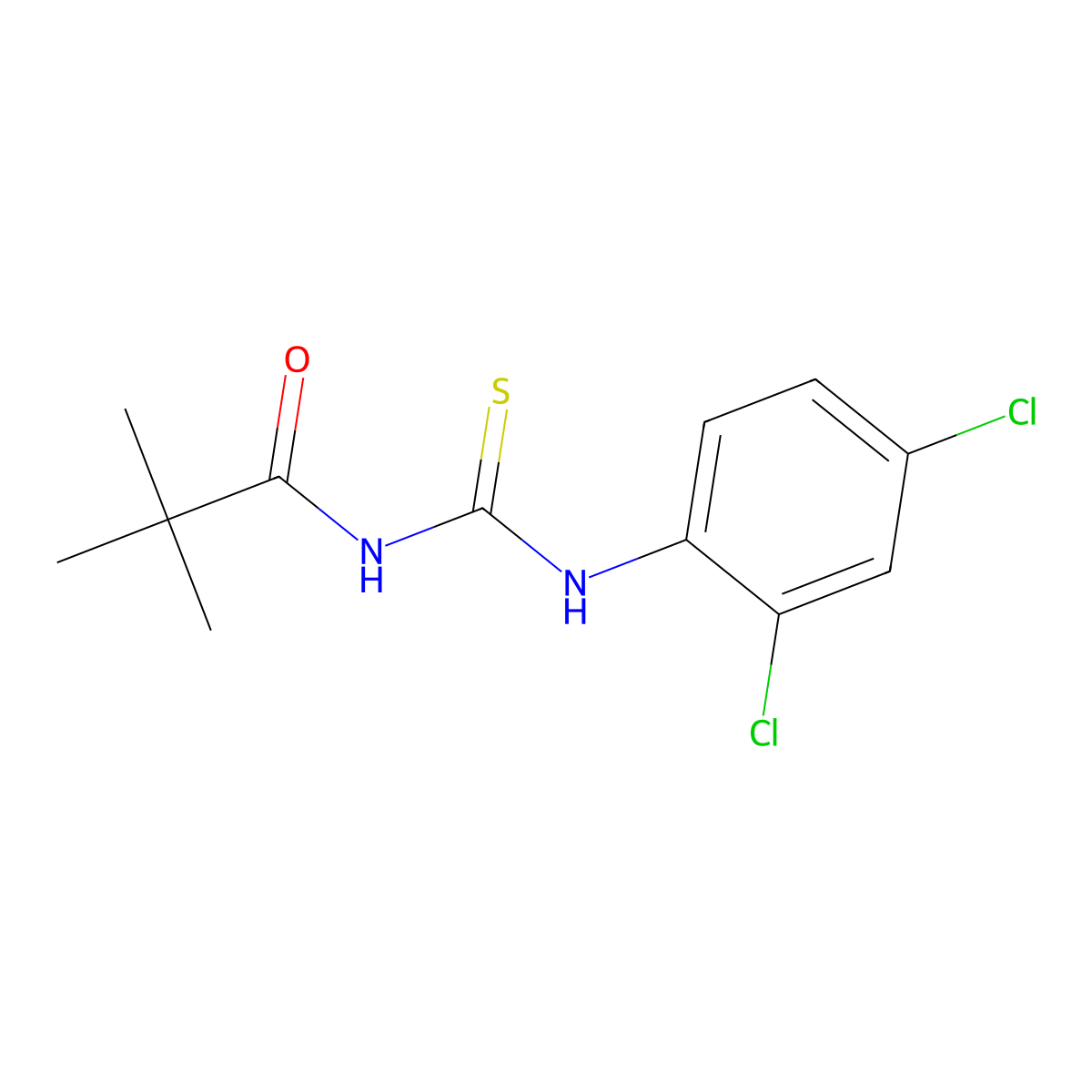 N-[(2,4-dichlorophenyl)carbamothioyl]-2,2-dimethylpropanamide molecular structure, CAS 817570-15-3