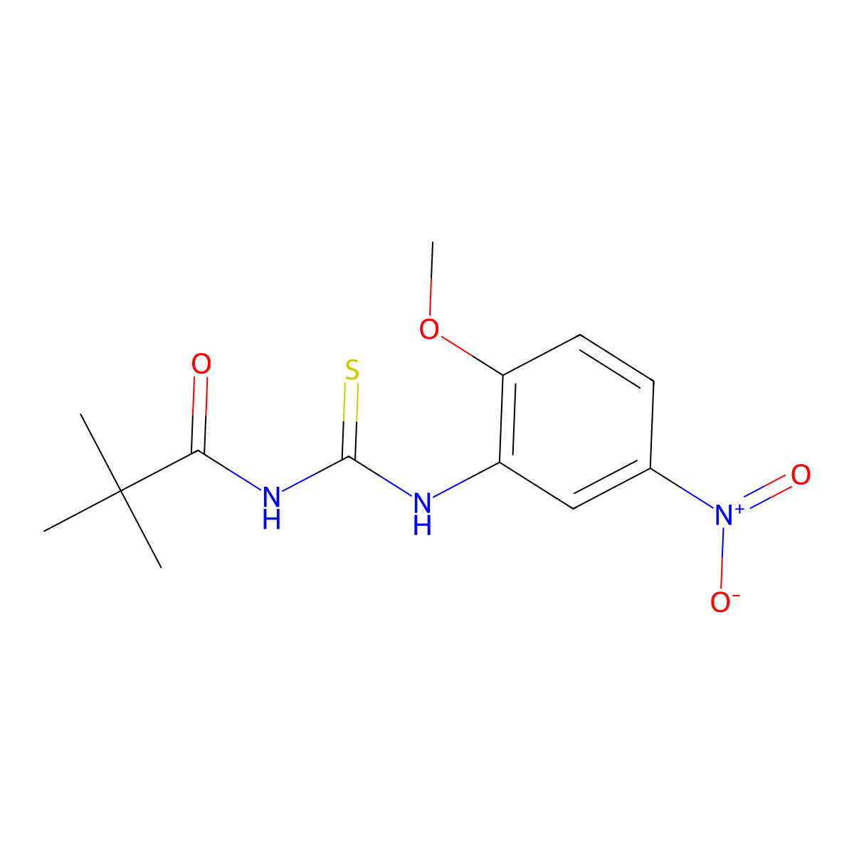 N-[(2-methoxy-5-nitrophenyl)carbamothioyl]-2,2-dimethylpropanamide molecular structure, CAS 817570-34-6