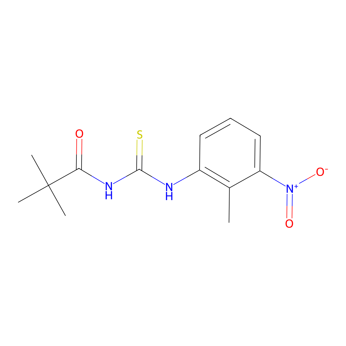 2,2-dimethyl-N-[(2-methyl-3-nitrophenyl)carbamothioyl]propanamide molecular structure, CAS 817570-35-7