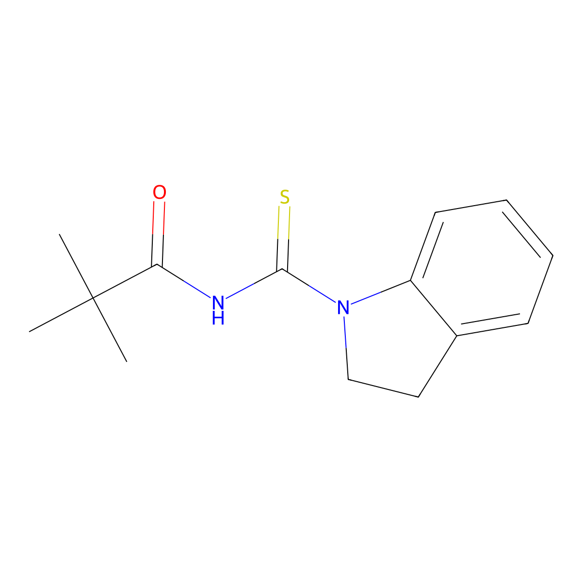 N-(2,3-dihydro-1H-indol-1-ylcarbonothioyl)-2,2-dimethylpropanamide molecular structure, CAS 817570-42-6