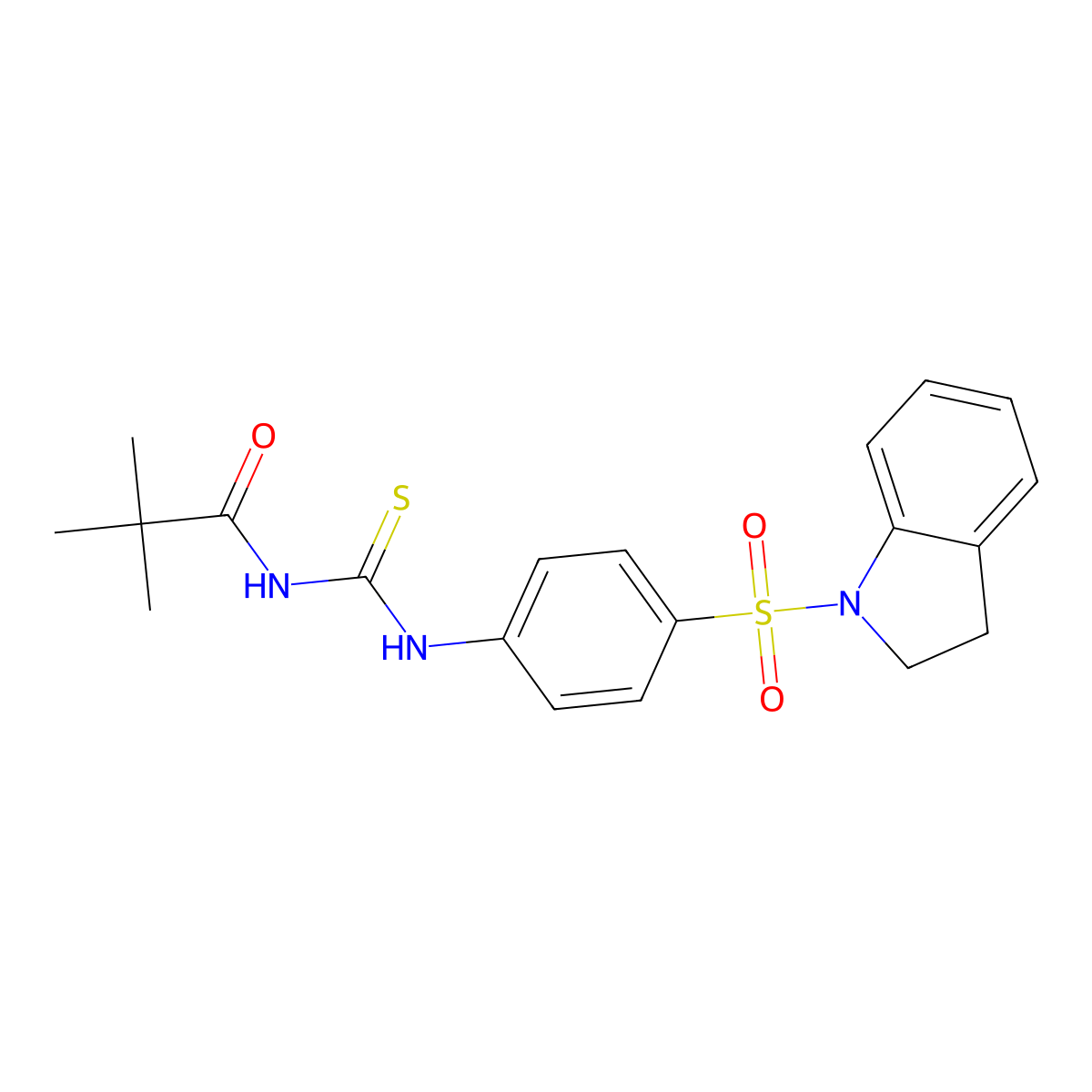 N-[[4-(2,3-dihydroindol-1-ylsulfonyl)phenyl]carbamothioyl]-2,2-dimethylpropanamide molecular structure, CAS 817570-46-0