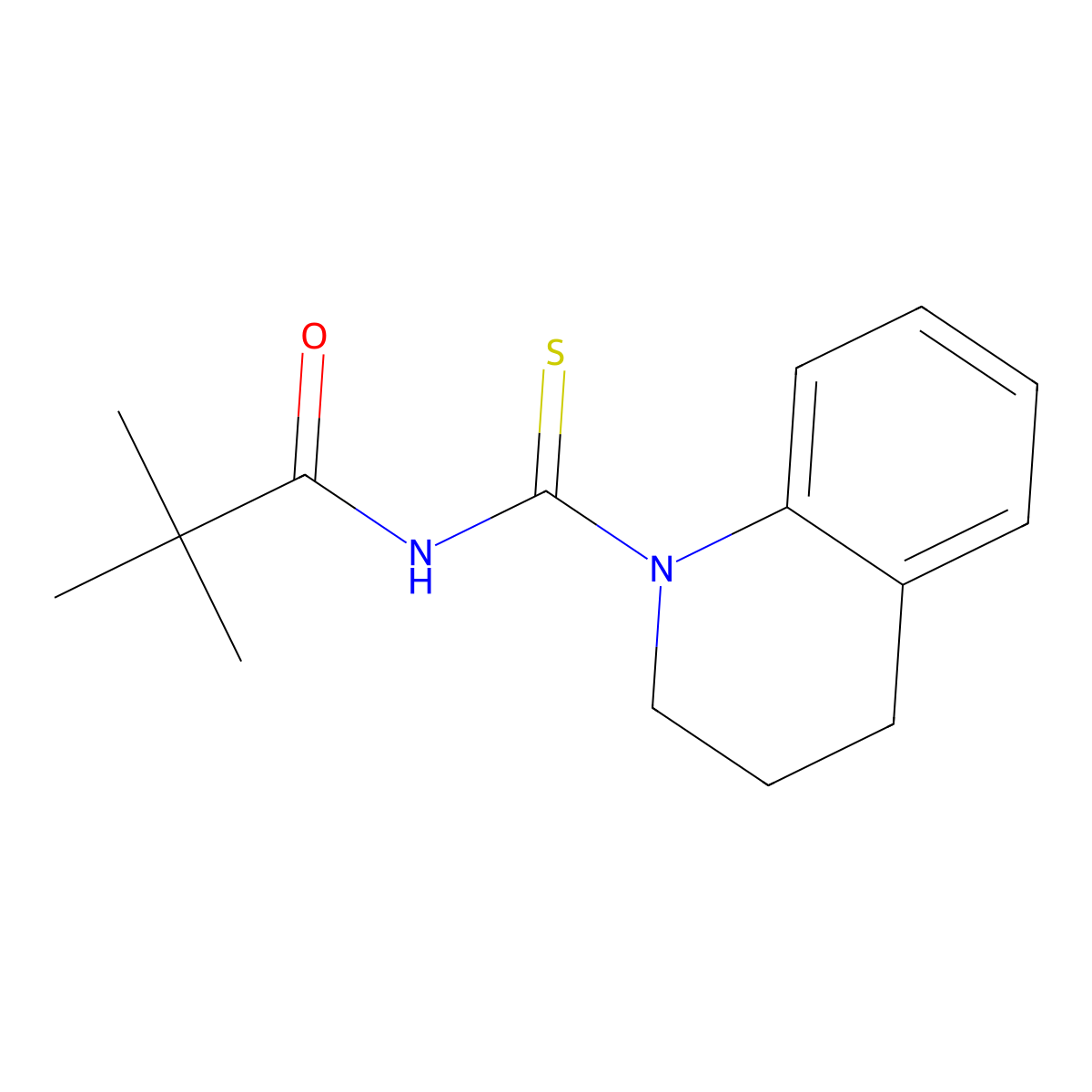 N-(3,4-dihydro-2H-quinoline-1-carbothioyl)-2,2-dimethylpropanamide molecular structure, CAS 817570-48-2