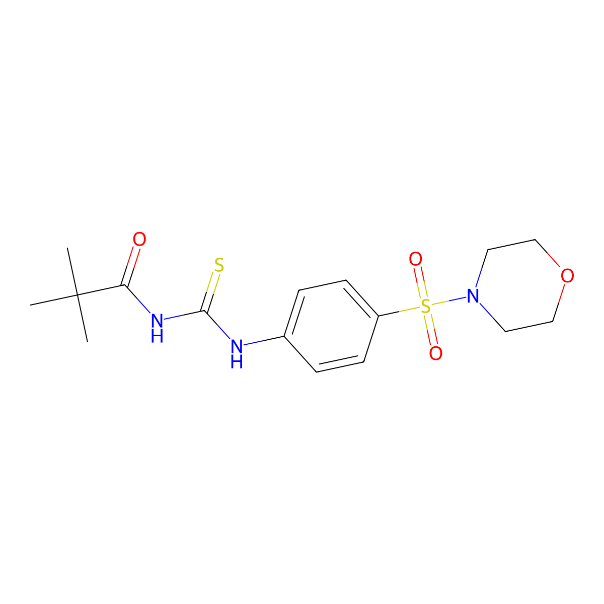 2,2-dimethyl-N-[(4-morpholin-4-ylsulfonylphenyl)carbamothioyl]propanamide molecular structure, CAS 817570-51-7
