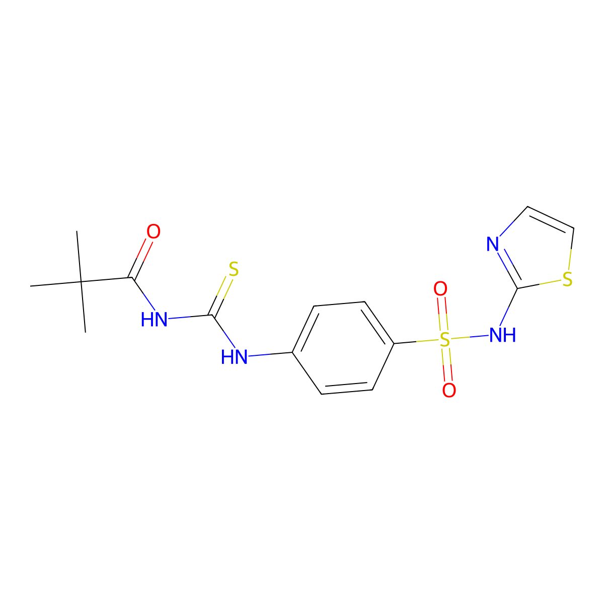 2,2-dimethyl-N-[({4-[(1,3-thiazol-2-ylamino)sulfonyl]phenyl}amino)carbonothioyl]propanamide molecular structure, CAS 817570-55-1