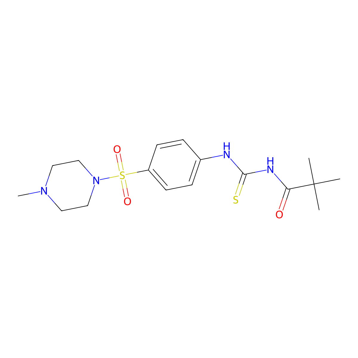2,2-dimethyl-N-[[4-(4-methylpiperazin-1-yl)sulfonylphenyl]carbamothioyl]propanamide molecular structure, CAS 817570-67-5