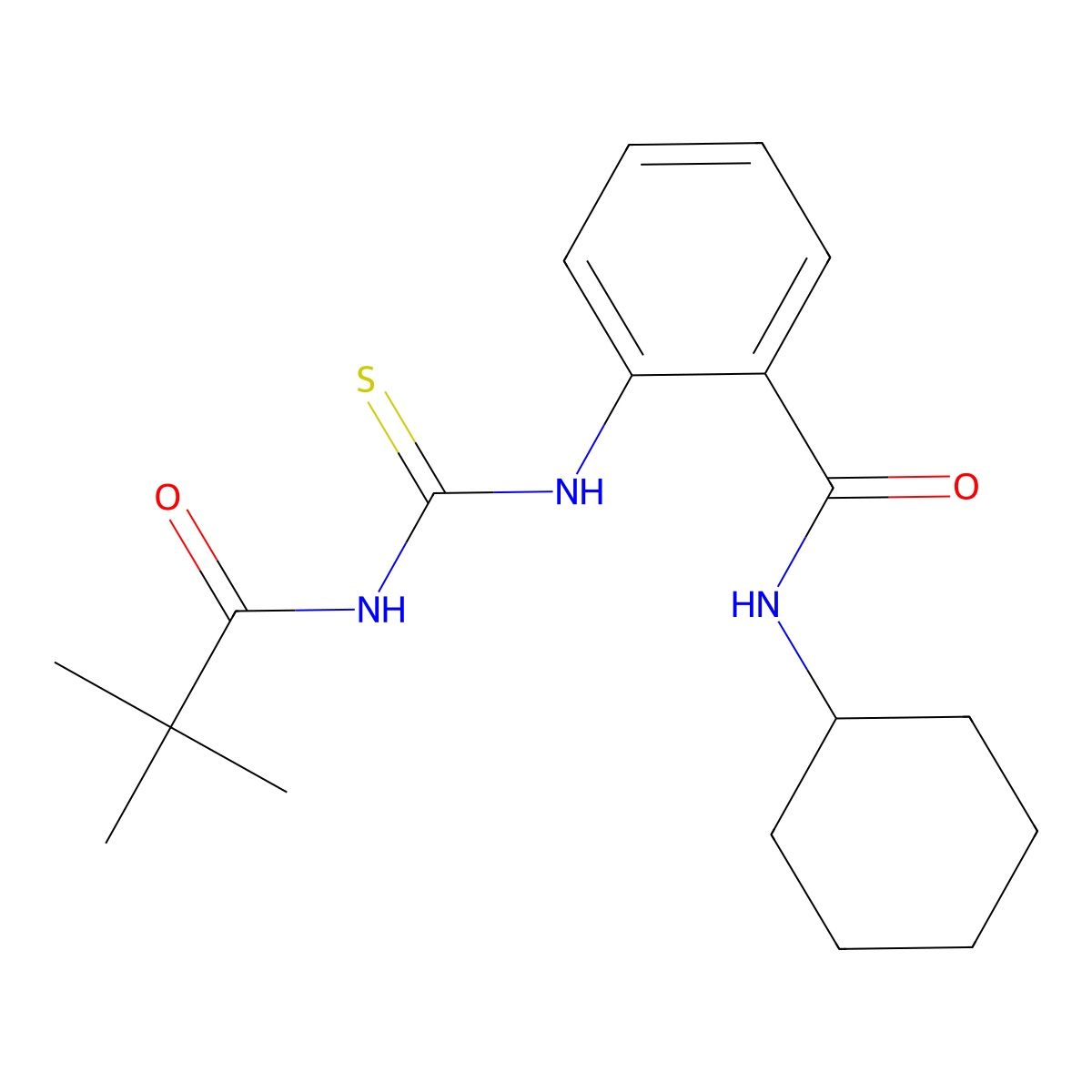 N-cyclohexyl-2-({[(2,2-dimethylpropanoyl)amino]carbonothioyl}amino)benzamide molecular structure, CAS 817570-68-6