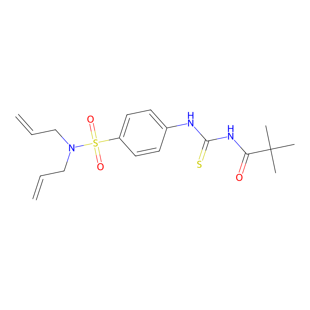 N-[[4-[bis(prop-2-enyl)sulfamoyl]phenyl]carbamothioyl]-2,2-dimethylpropanamide molecular structure, CAS 817570-70-0