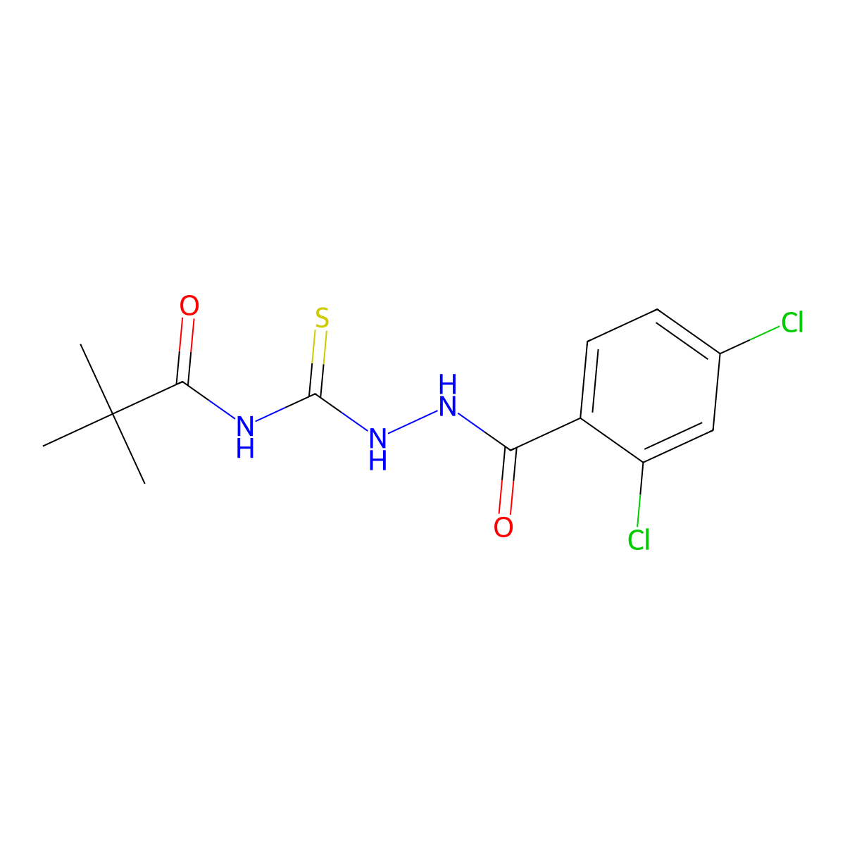 N-[[[(2,4-dichlorophenyl)-oxomethyl]hydrazo]-sulfanylidenemethyl]-2,2-dimethylpropanamide molecular structure, CAS 817570-90-4