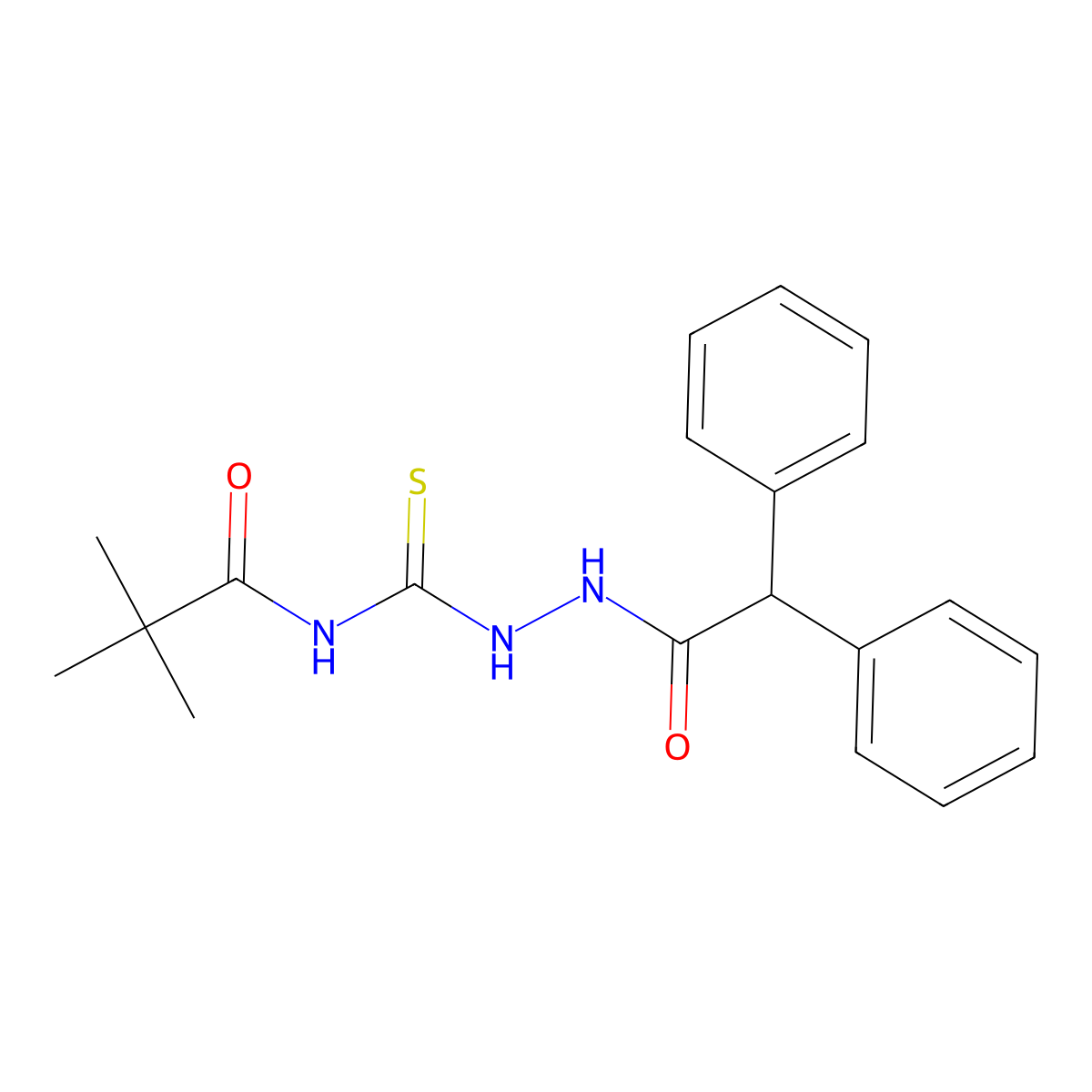 N-{[2-(diphenylacetyl)hydrazino]carbonothioyl}-2,2-dimethylpropanamide molecular structure, CAS 817570-98-2