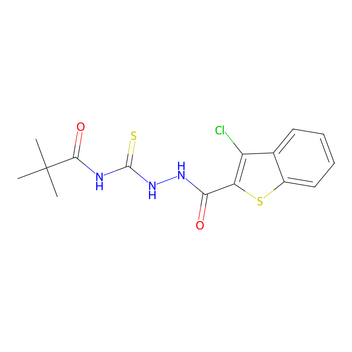 N-({2-[(3-chloro-1-benzothien-2-yl)carbonyl]hydrazino}carbonothioyl)-2,2-dimethylpropanamide molecular structure, CAS 817570-99-3