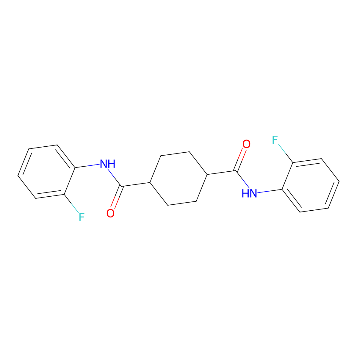1-N,4-N-bis(2-fluorophenyl)cyclohexane-1,4-dicarboxamide molecular structure, CAS 817573-34-5
