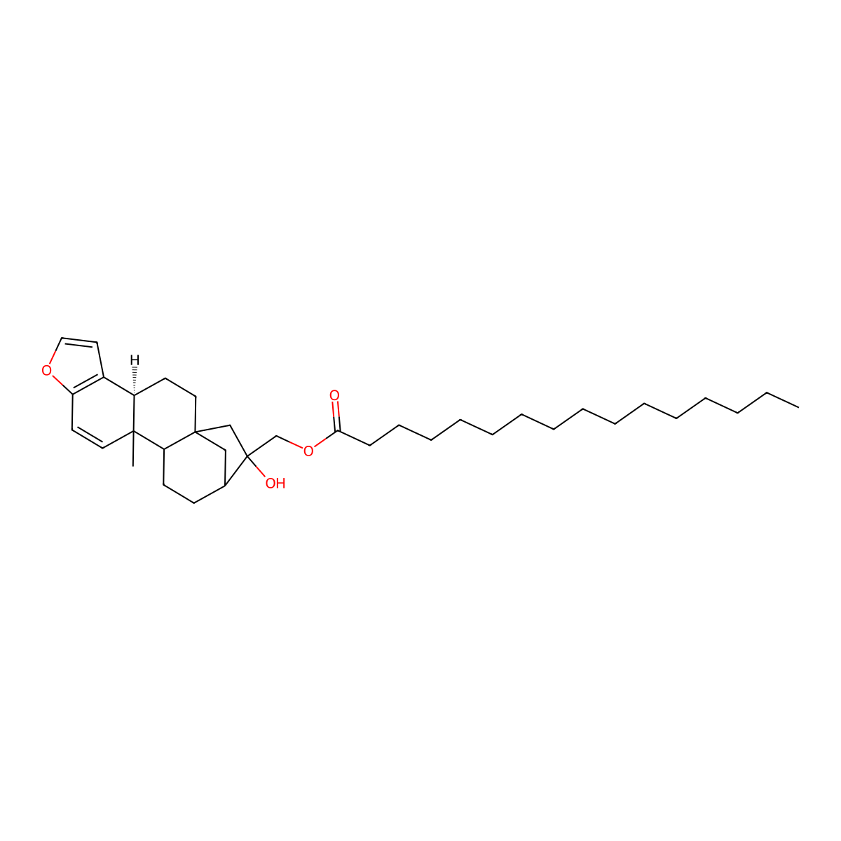 Kahweol palmitate molecular structure, CAS 81760-45-4