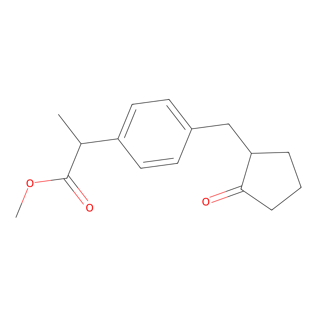 Methyl 2-(4-((2-oxocyclopentyl)methyl)phenyl)propanoate molecular structure, CAS 81762-92-7