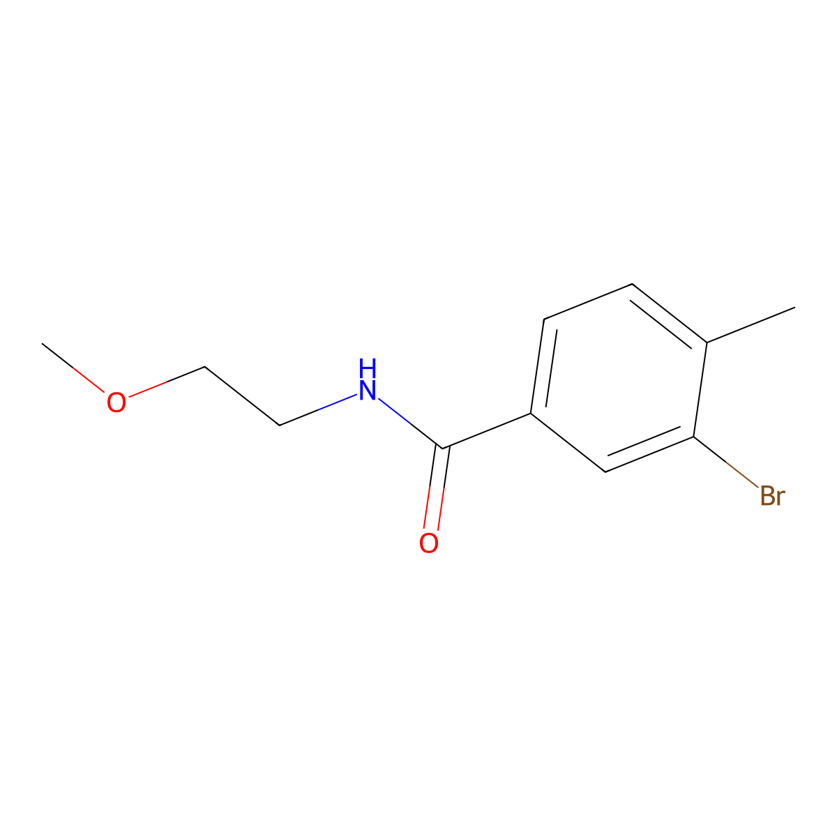 3-bromo-N-(2-methoxyethyl)-4-methylbenzamide molecular structure, CAS 817632-36-3