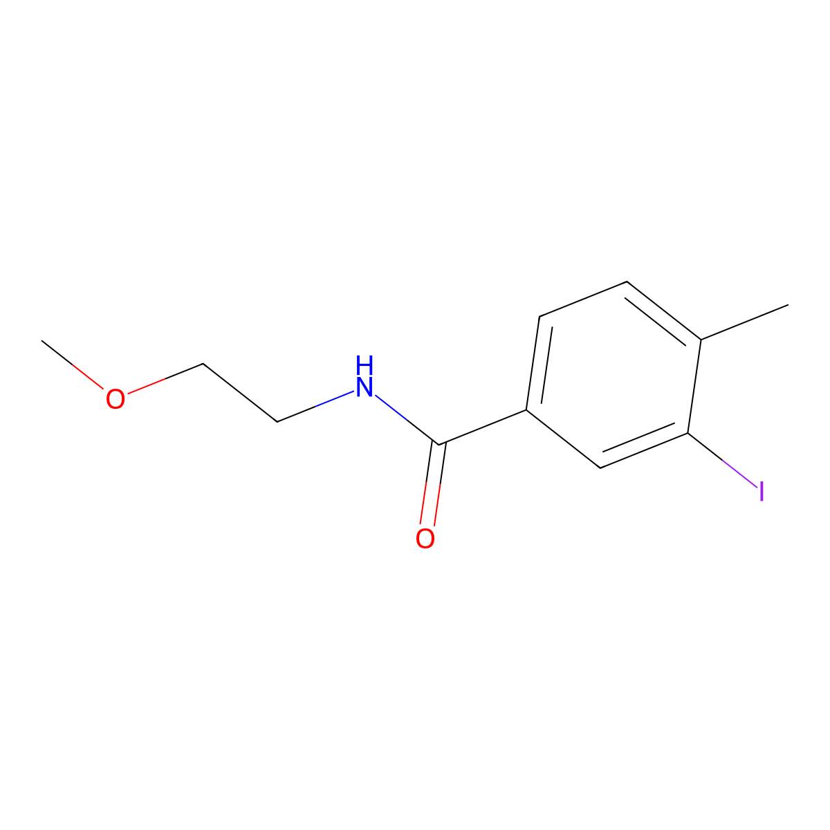 3-iodo-N-(2-methoxyethyl)-4-methylbenzamide molecular structure, CAS 817632-38-5