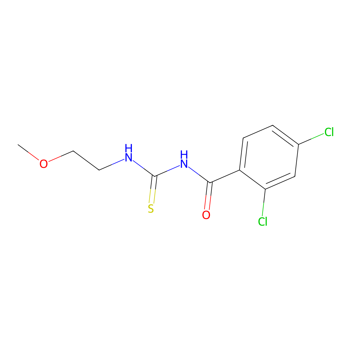 2,4-dichloro-N-(2-methoxyethylcarbamothioyl)benzamide molecular structure, CAS 817632-41-0