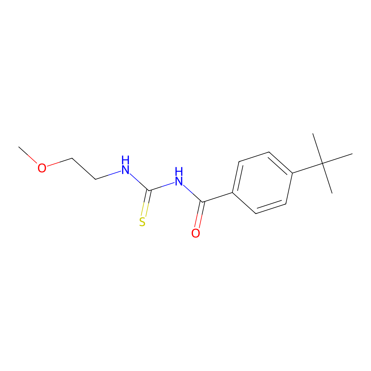 4-tert-butyl-N-(2-methoxyethylcarbamothioyl)benzamide molecular structure, CAS 817632-62-5