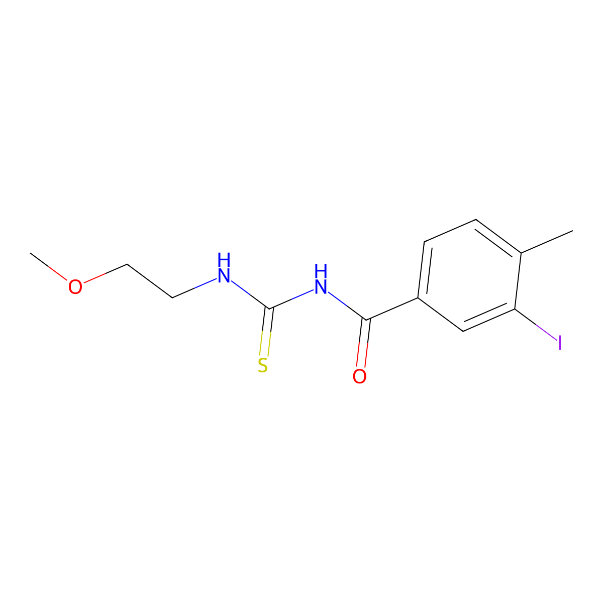3-iodo-N-(2-methoxyethylcarbamothioyl)-4-methylbenzamide molecular structure, CAS 817632-65-8