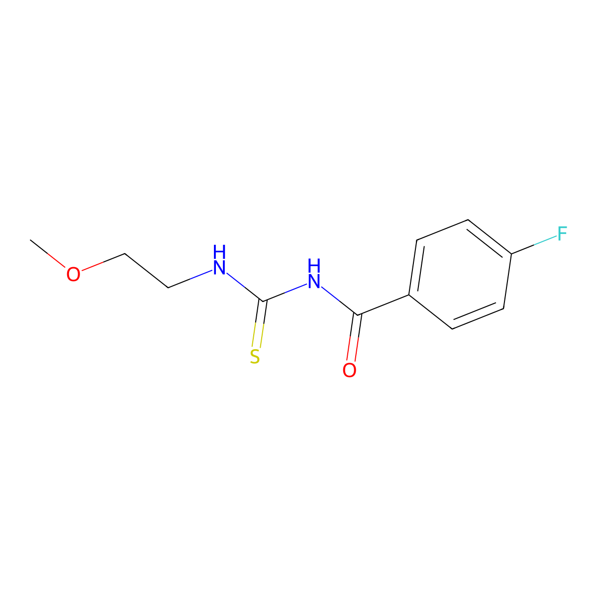 4-fluoro-N-(2-methoxyethylcarbamothioyl)benzamide molecular structure, CAS 817632-70-5