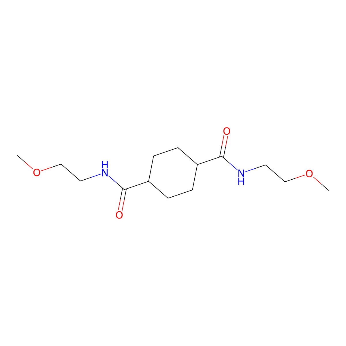 1-N,4-N-bis(2-methoxyethyl)cyclohexane-1,4-dicarboxamide molecular structure, CAS 817632-88-5